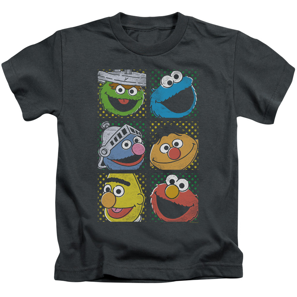 SESAME STREET GROUP SQUARES ELMO Toddler Kids Graphic Tee Shirt 2T 3T 4T 4 5-6 7
