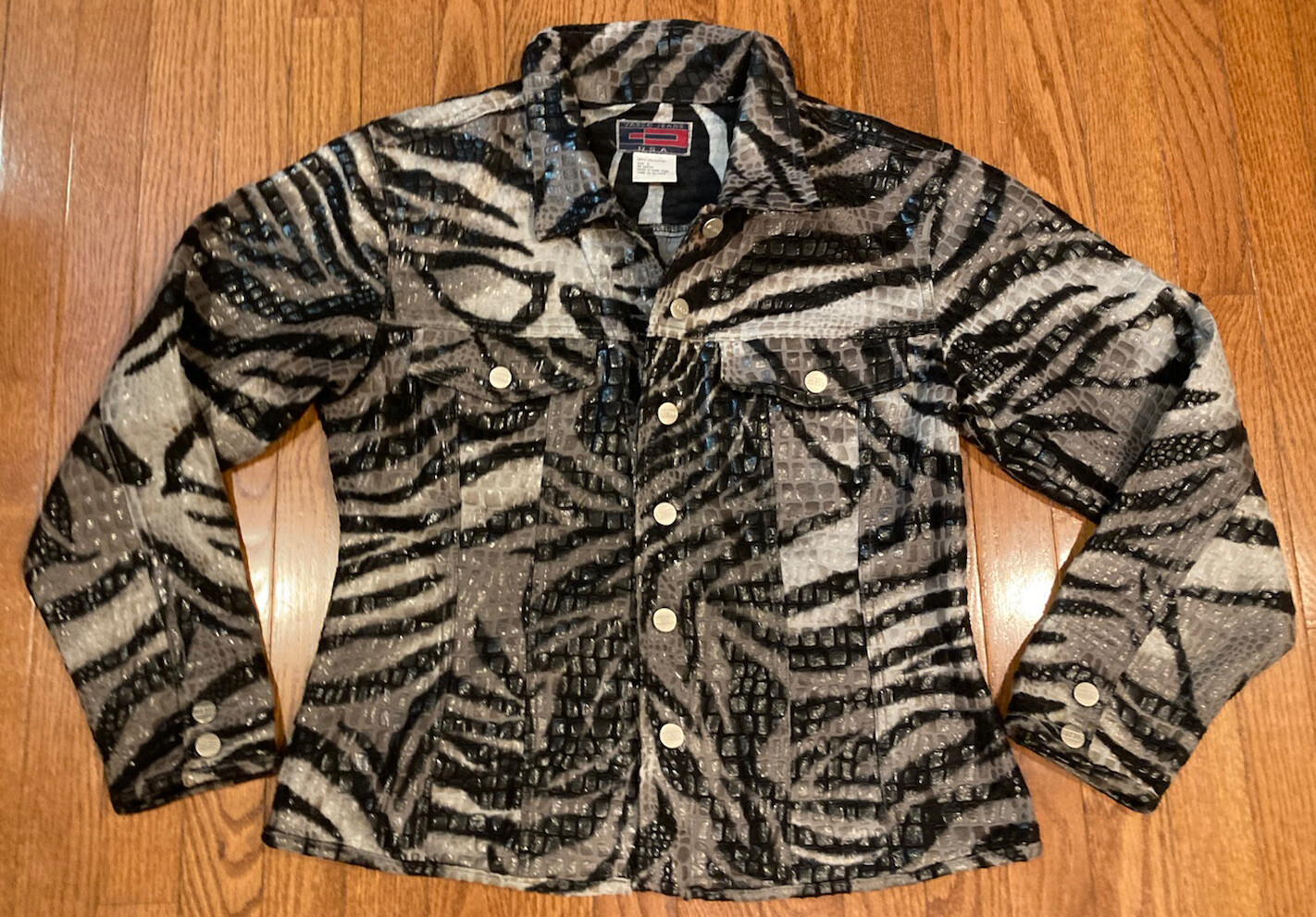 Vtg Zebra Vasco Jeans Sweater Blazer Jacket Women Large USA button up