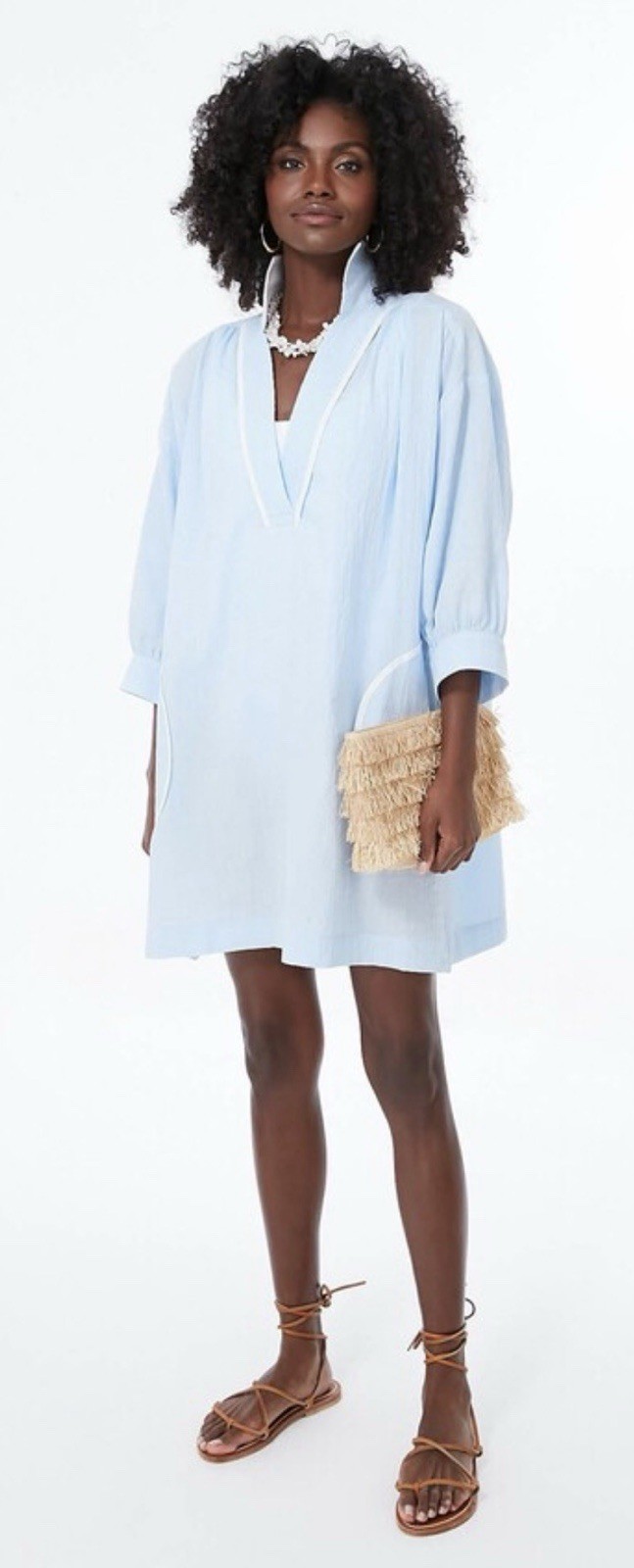 POMANDER PLACE Lizzie Womens Size Large Sky Blue Coverup Gauze Relaxed Fit NEW