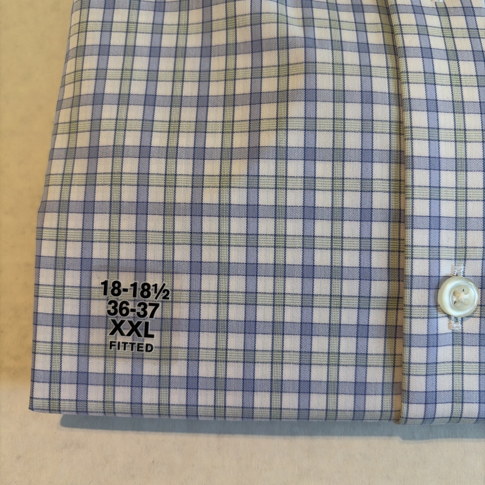 NWT – Men’s All-Temp Comfort Fitted Shirt Stafford 365 Blue/Green-18-18 1/2 XXL