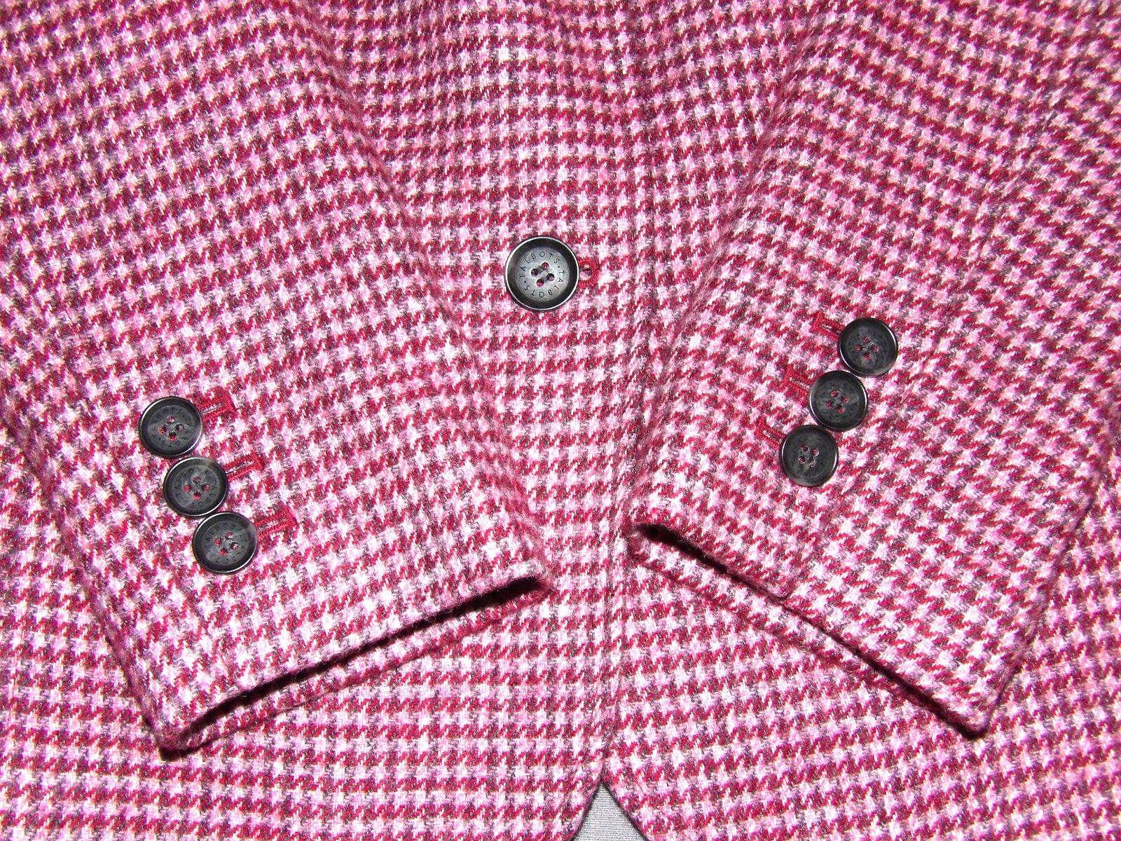 TALBOTS Pink Houndstooth 2 Button Wool Blend Tweed Office Blazer Women’s 12P