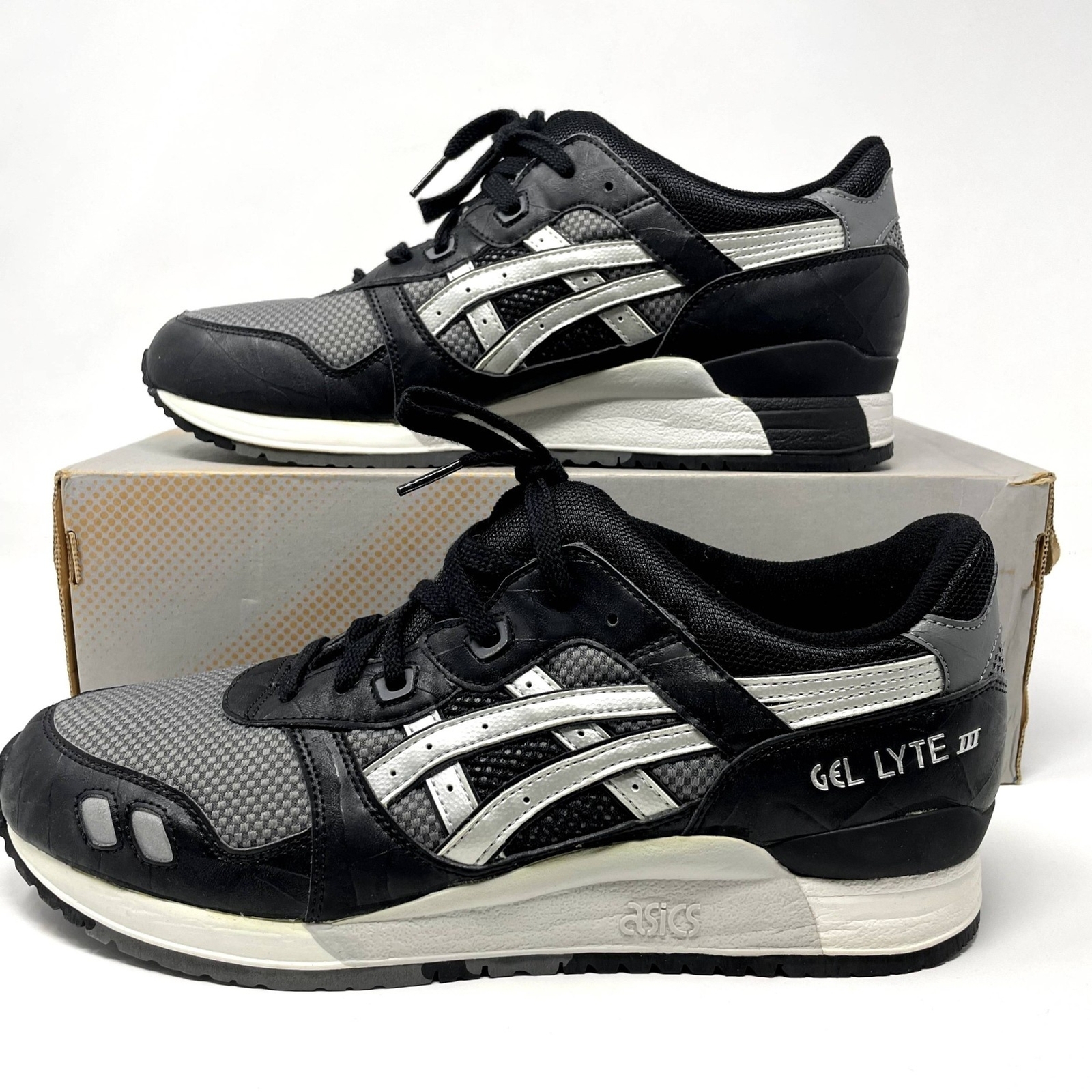 Asics Gel Lyte 3 Black Ice Mens 11.5 Gray Silver Running Sneakers HN538 1193 NEW