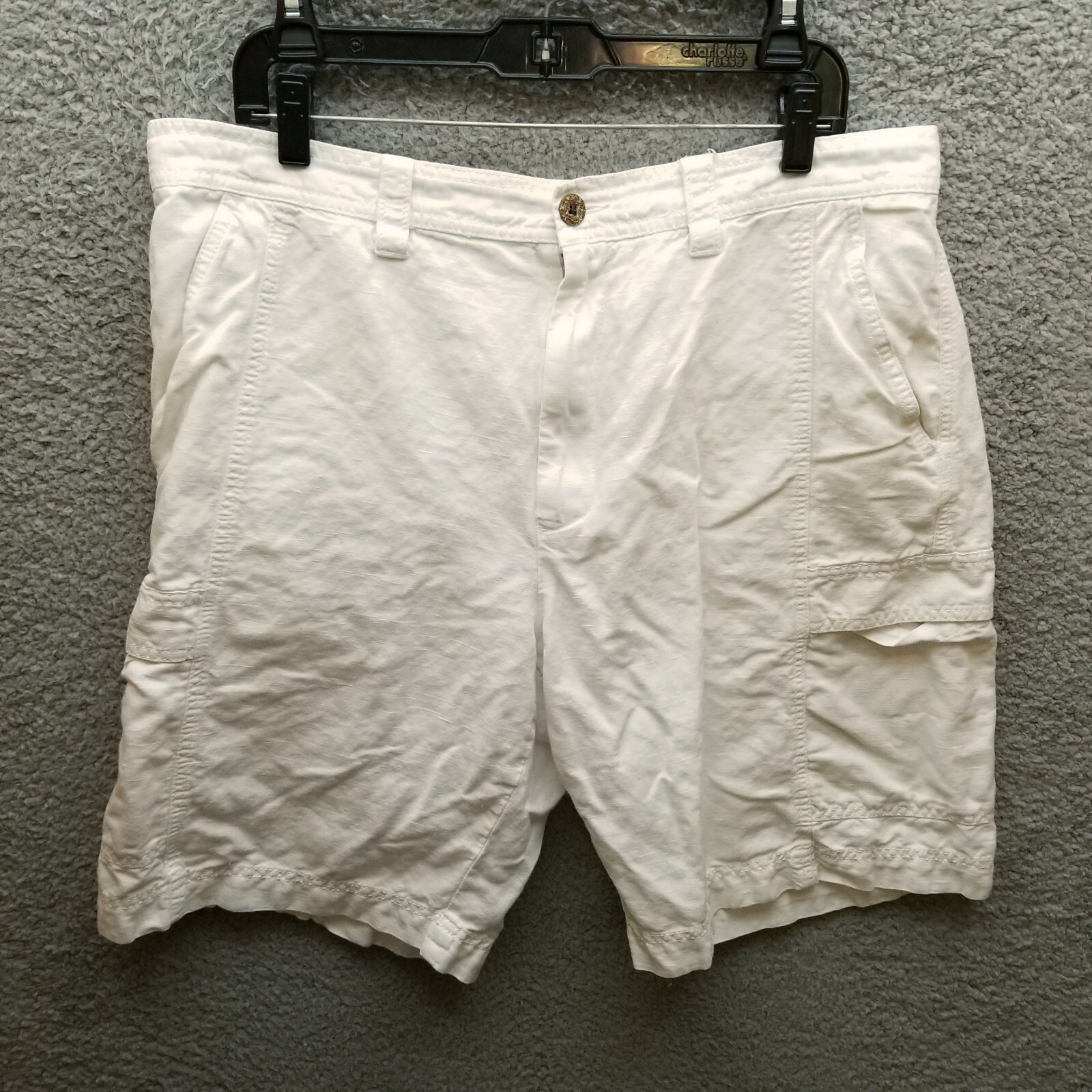 Island Shores Men’s 38 White Cargo Shorts 37.5″ 10.25″ 12.75″