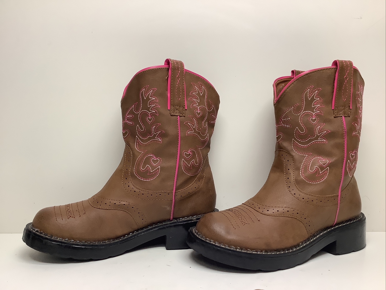 VTG WOMENS RODEO ROPERS MAN MADE MATERIALS COWBOY BROWN BOOTS SIZE 7 M