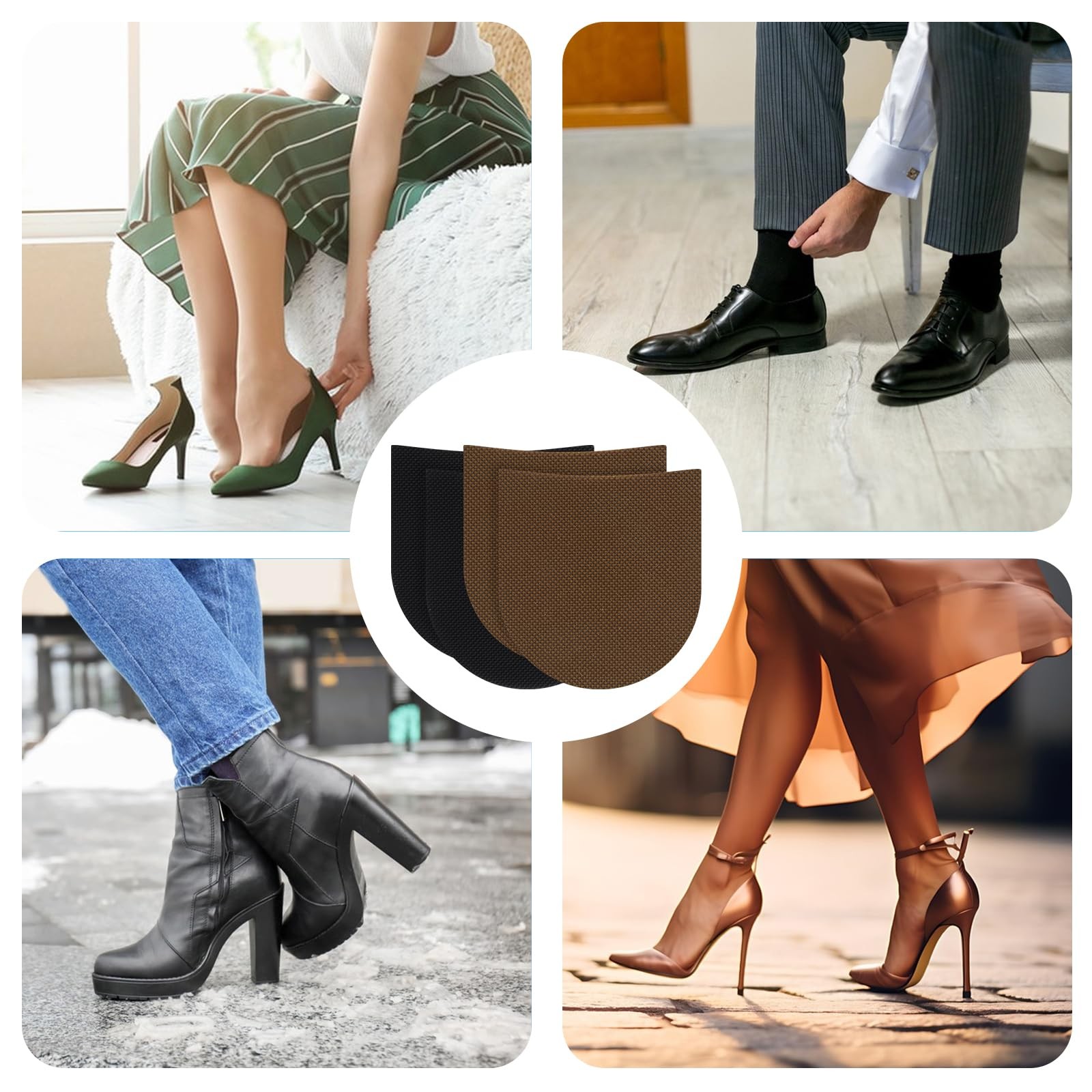 2 Pairs Shoe Repair Rubber Heels Non-Slip Replacement Pads for Boots Dress Shoes