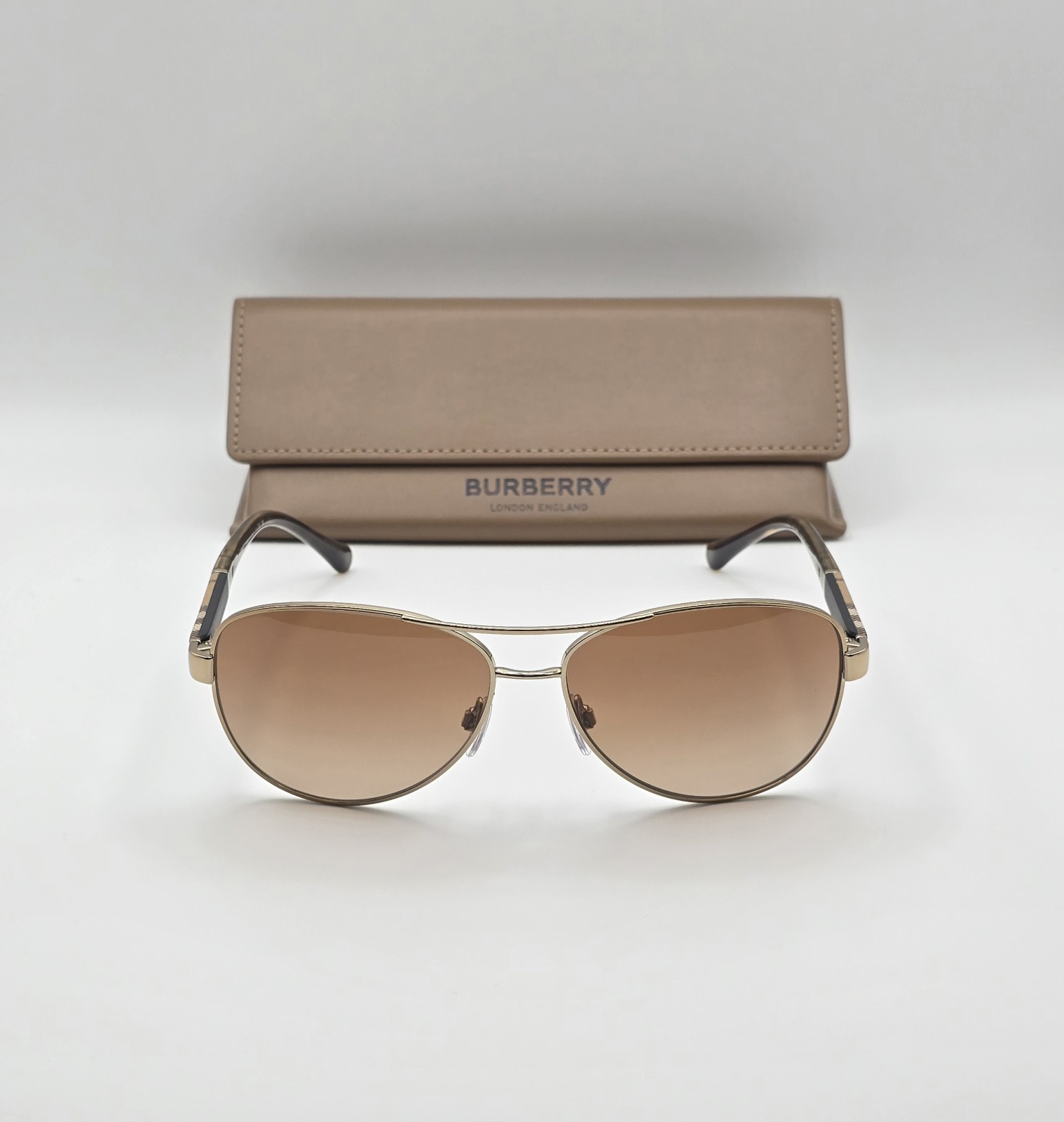 Burberry BE3080 1145/13 Light Gold /Brown Gradient Lenses 59mm Sunglasses
