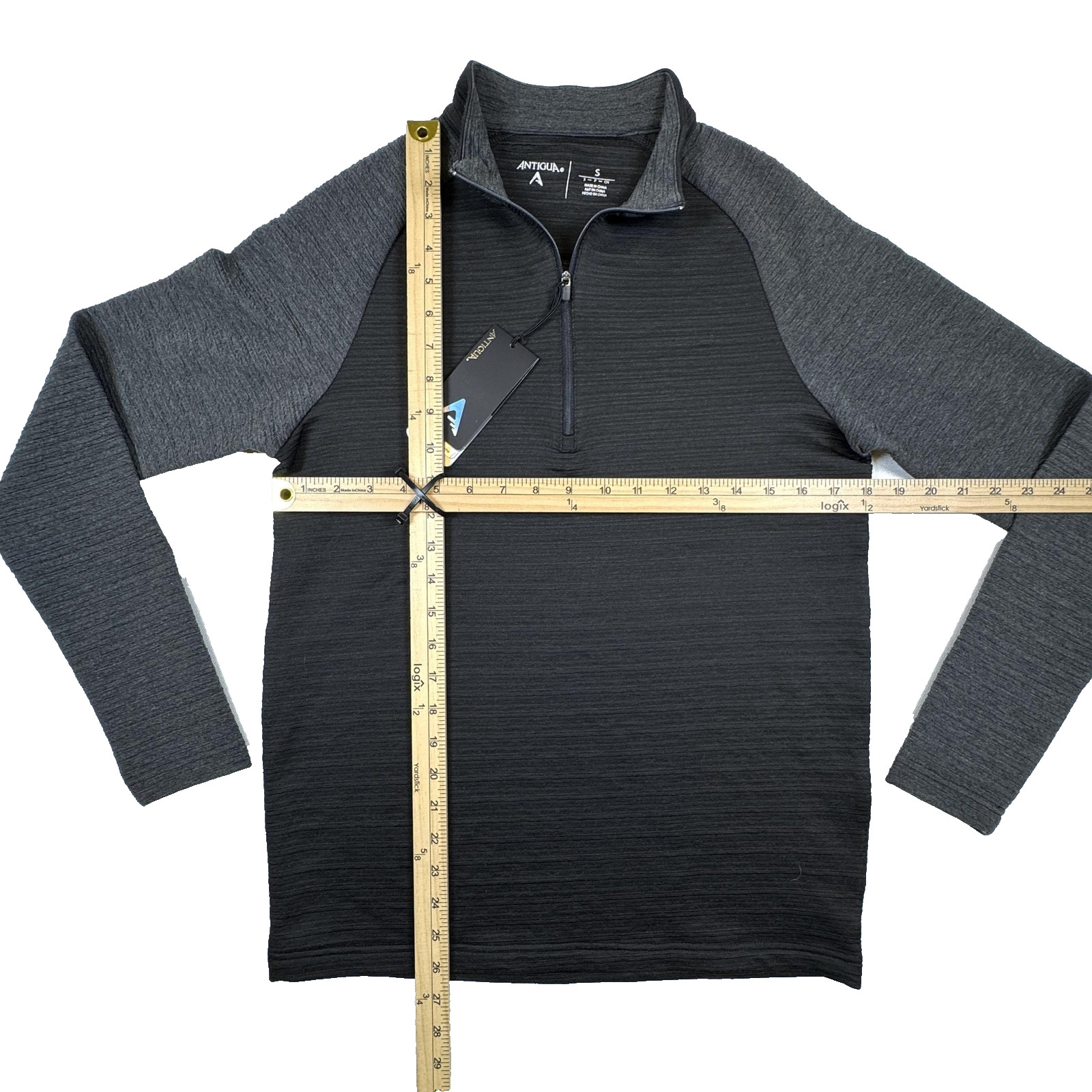 Antigua Lagoon Quarter Zip Pullover NWT Mens Small Black Gray Performance