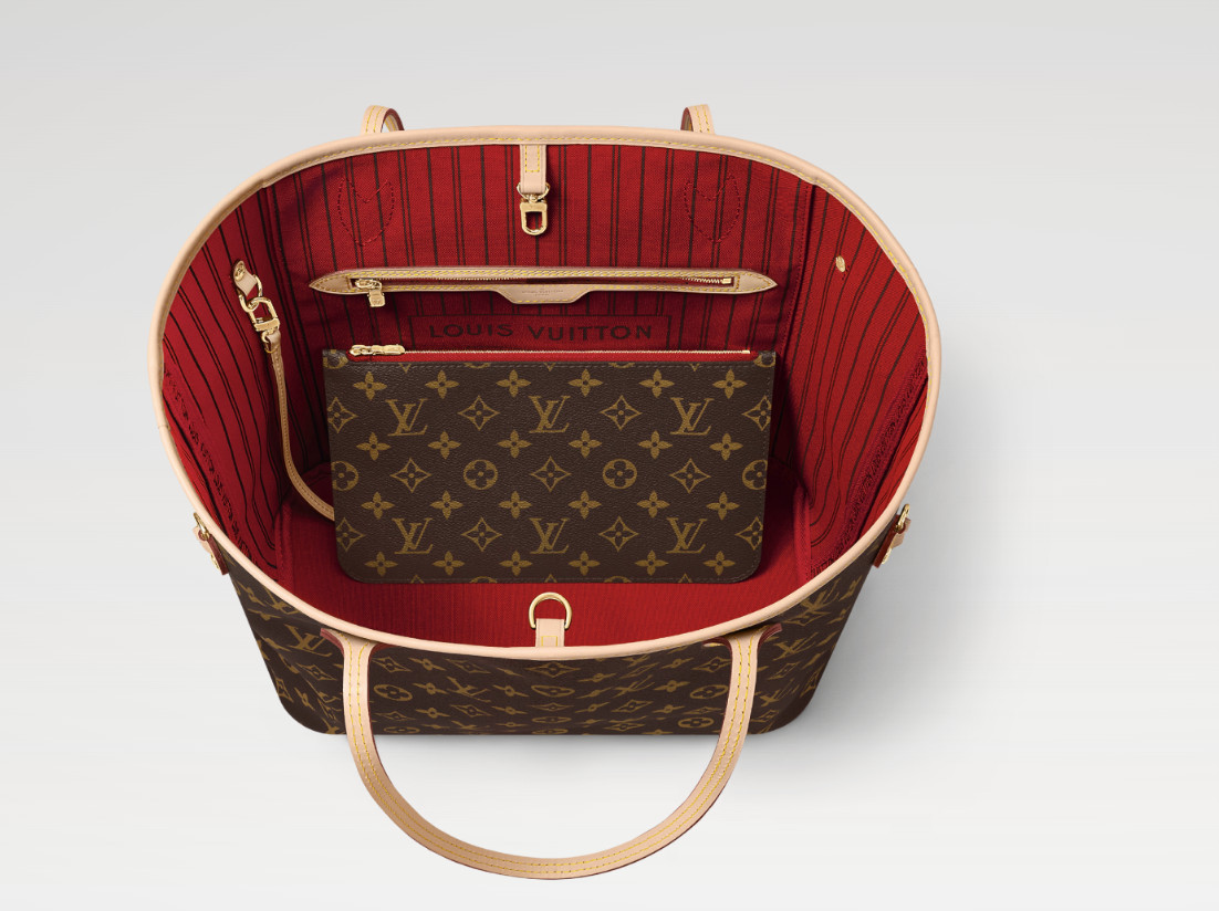 Louis Vuitton Neverfull MM Monogram Tote w/ Removable Pouch Box Dust Bag