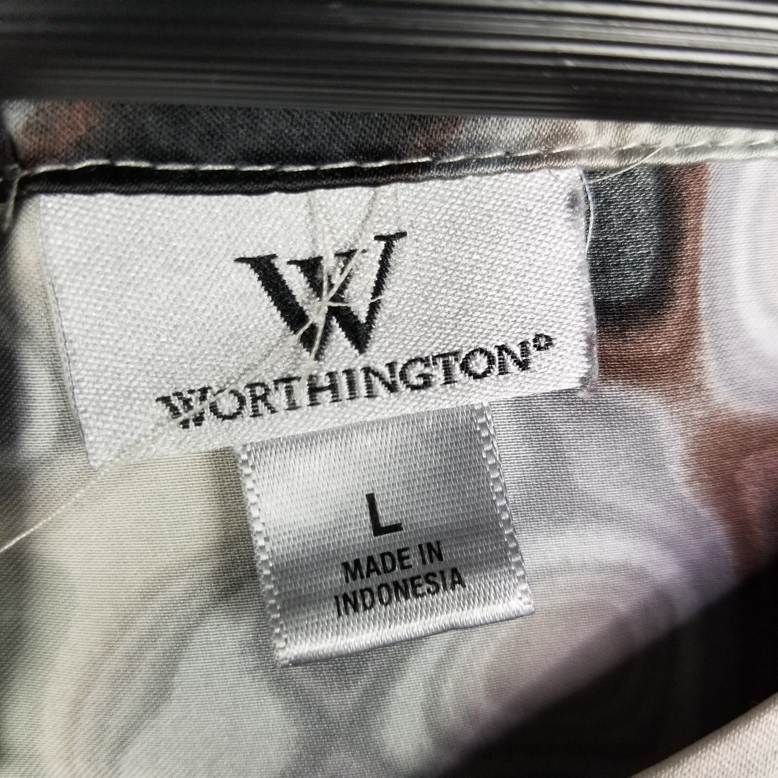 Worthing Womens Top Size L Gray Disco Abstract Bead Detail Short Sleeve Career