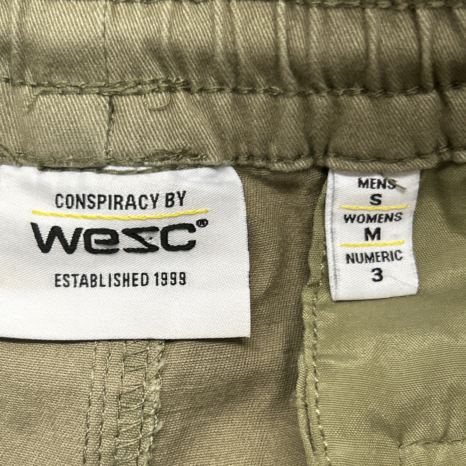 WESC Slim Utility Jogger Pants Cargo Olive Green Unisex Men’s S / Women’s M