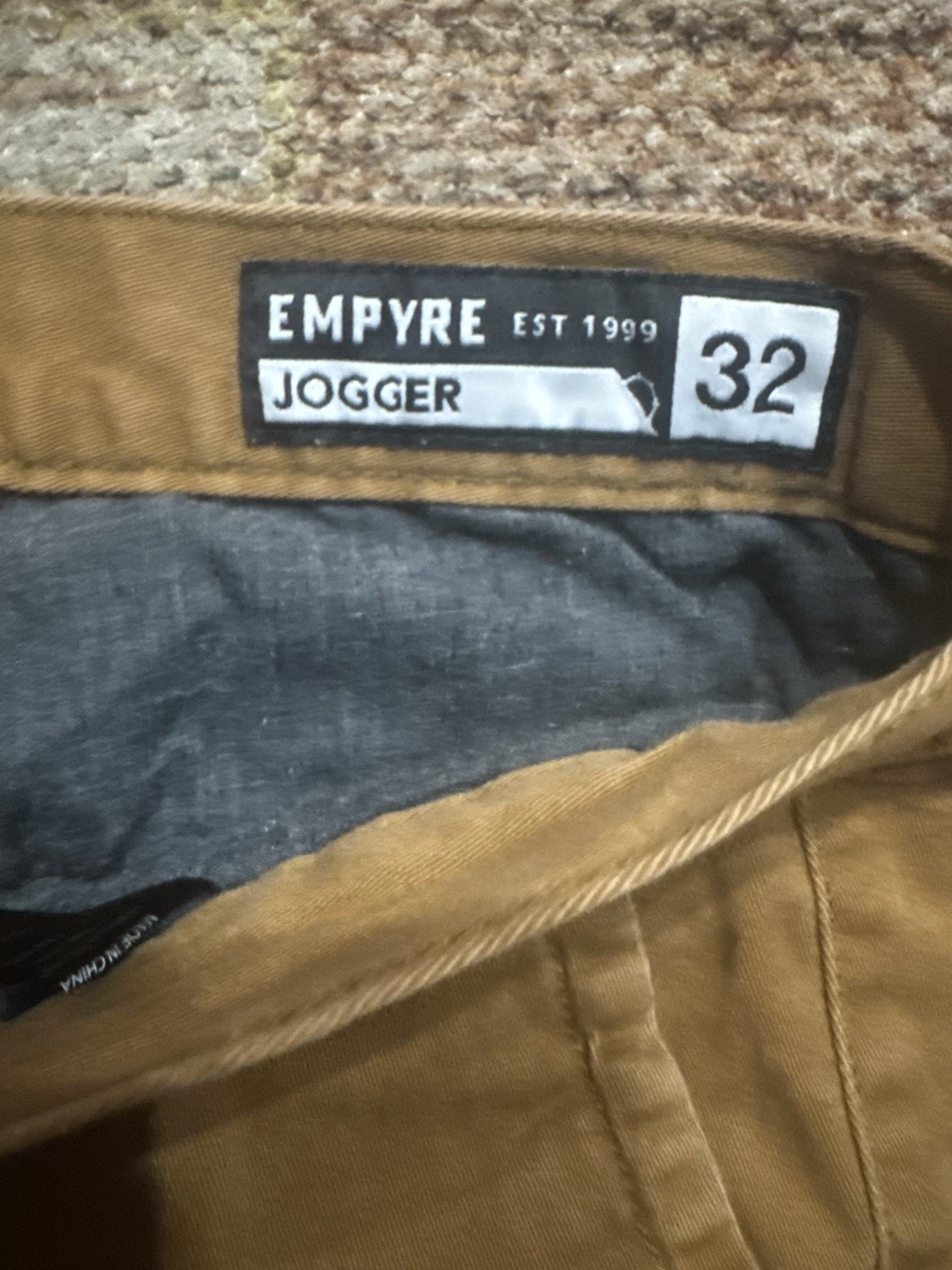 Empyre Men’s Jogger Pants Brown Twill Stretch Slim Tapered Pockets 32