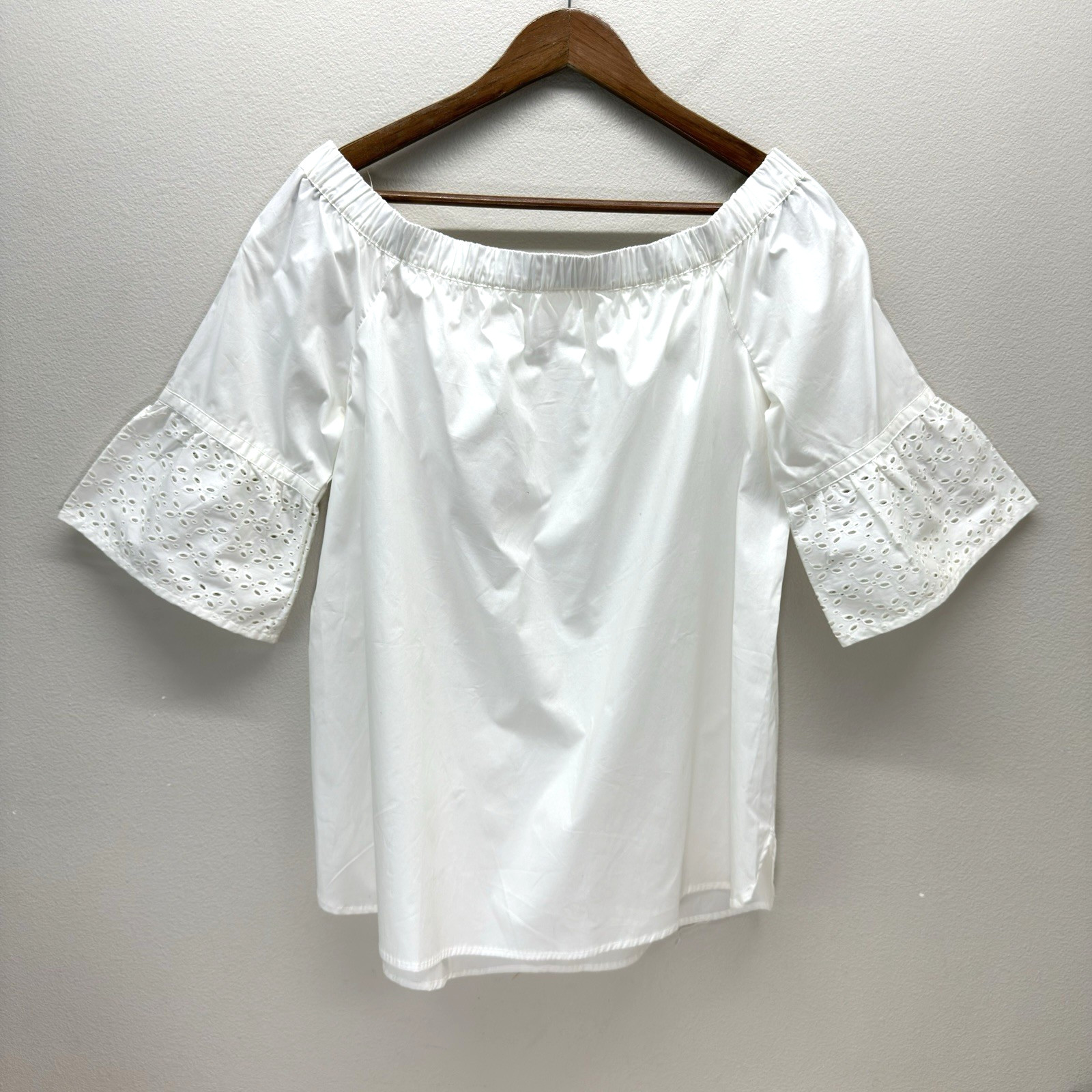 Motherhood Maternity Off The Shoulder Eyelet Top Size M White Office Cotton