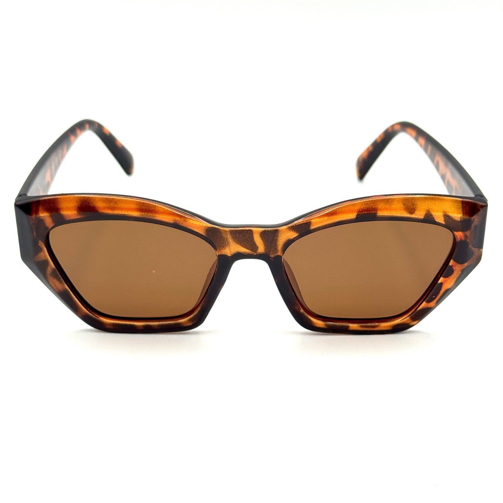 Geometric Sunglasses Polarized Brown Tortoise Shell Frame Fashion Modern Style