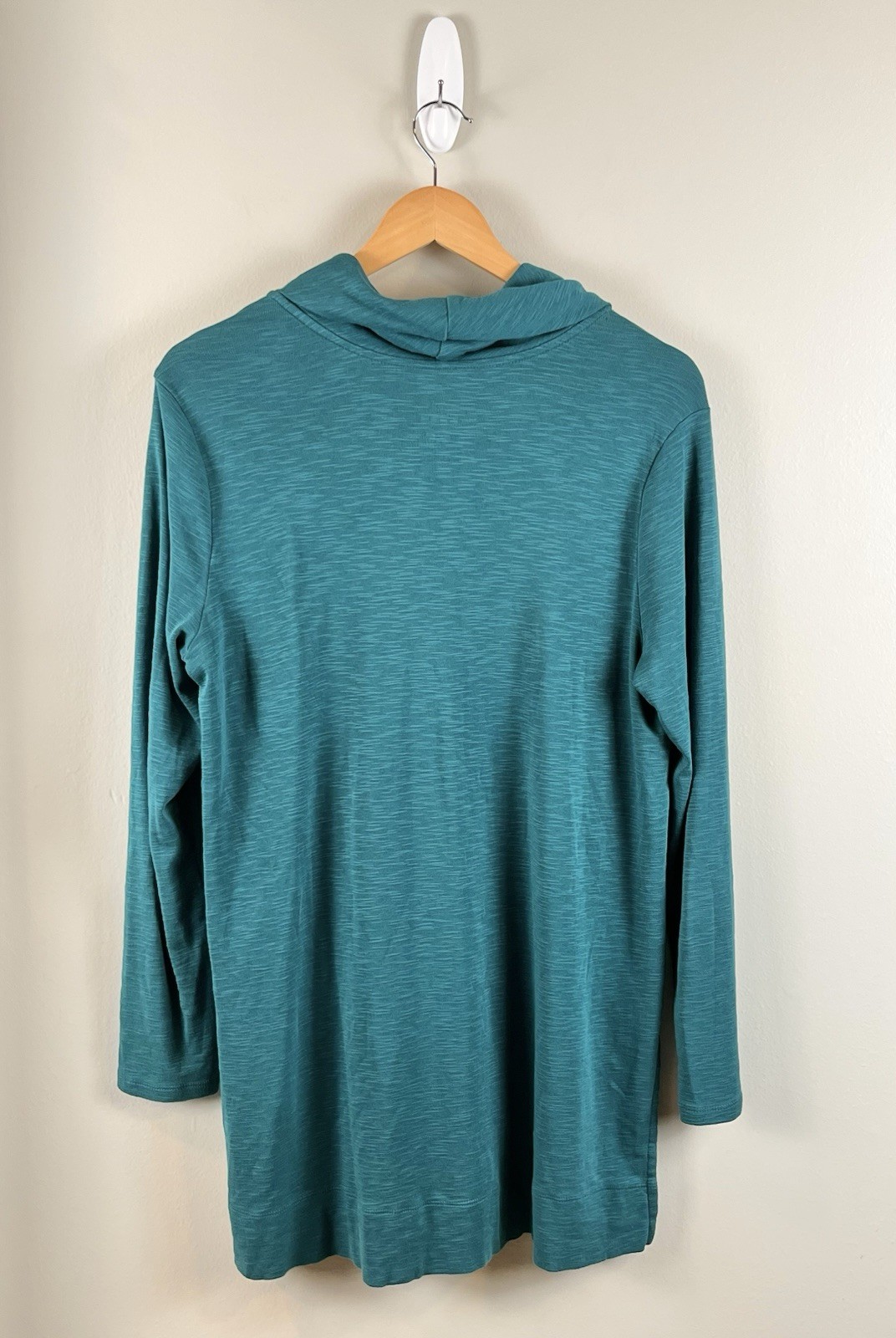 J. Jill Cowl Neck Tunic Womens Sz Medium 100% Pima Cotton Turquoise