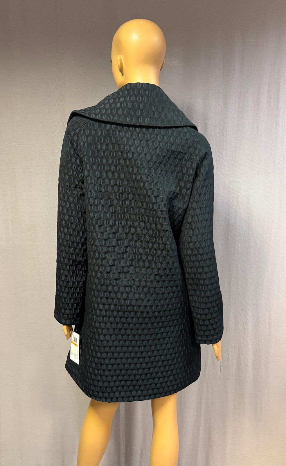 NWT JANE POST $745 NAVY TONAL JACQUARD COAT SZ S SMALL