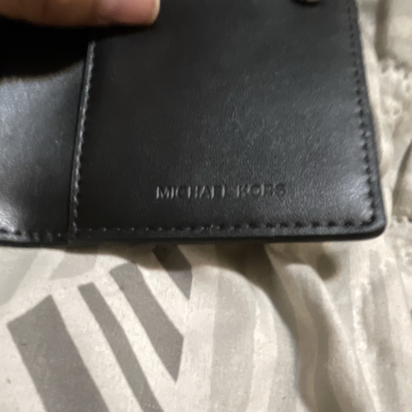 Michael Kors Black Logo Folding Bifold Wallet w/ Zip Pocket Credit Card