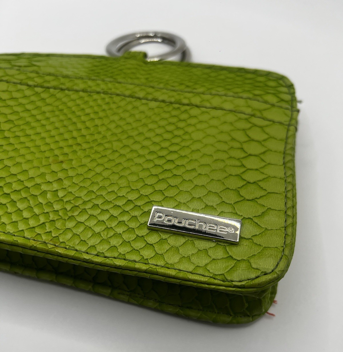Pouchee The Ultimate Handbag Insert Chartreuse Green Snake Multi Pocket Clutch