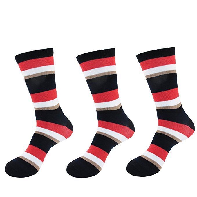 Men’s Rayon from Bamboo Casual Dress Striped Socks – 3 Pair Value Pack – Color 5