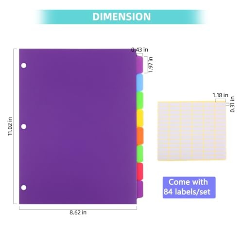 3 Set 5 Tab Binder Dividers, Plastic Binders Dividers with Tabs 5Tab- 3set