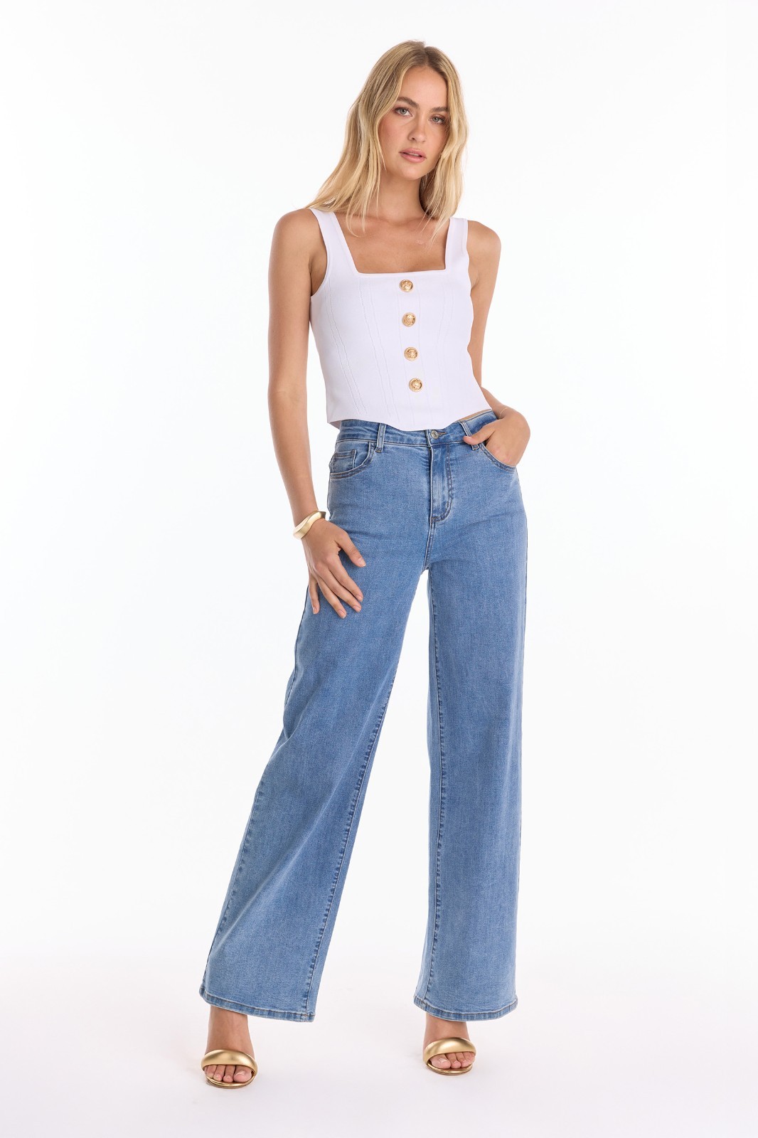 Dahlia High Rise Relaxed Jean Medium Blue THE NOLI SHOP