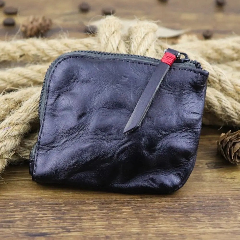 Unisex Leather Coin Purse Vintage Handmade Multi-colors Zipper Wallet Key AA