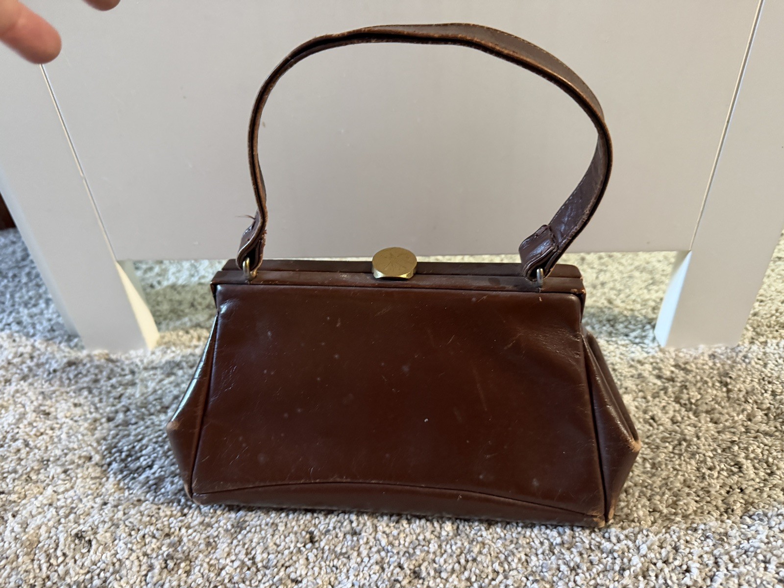Town & Country Frame Handbag vintage brown leather 40’s