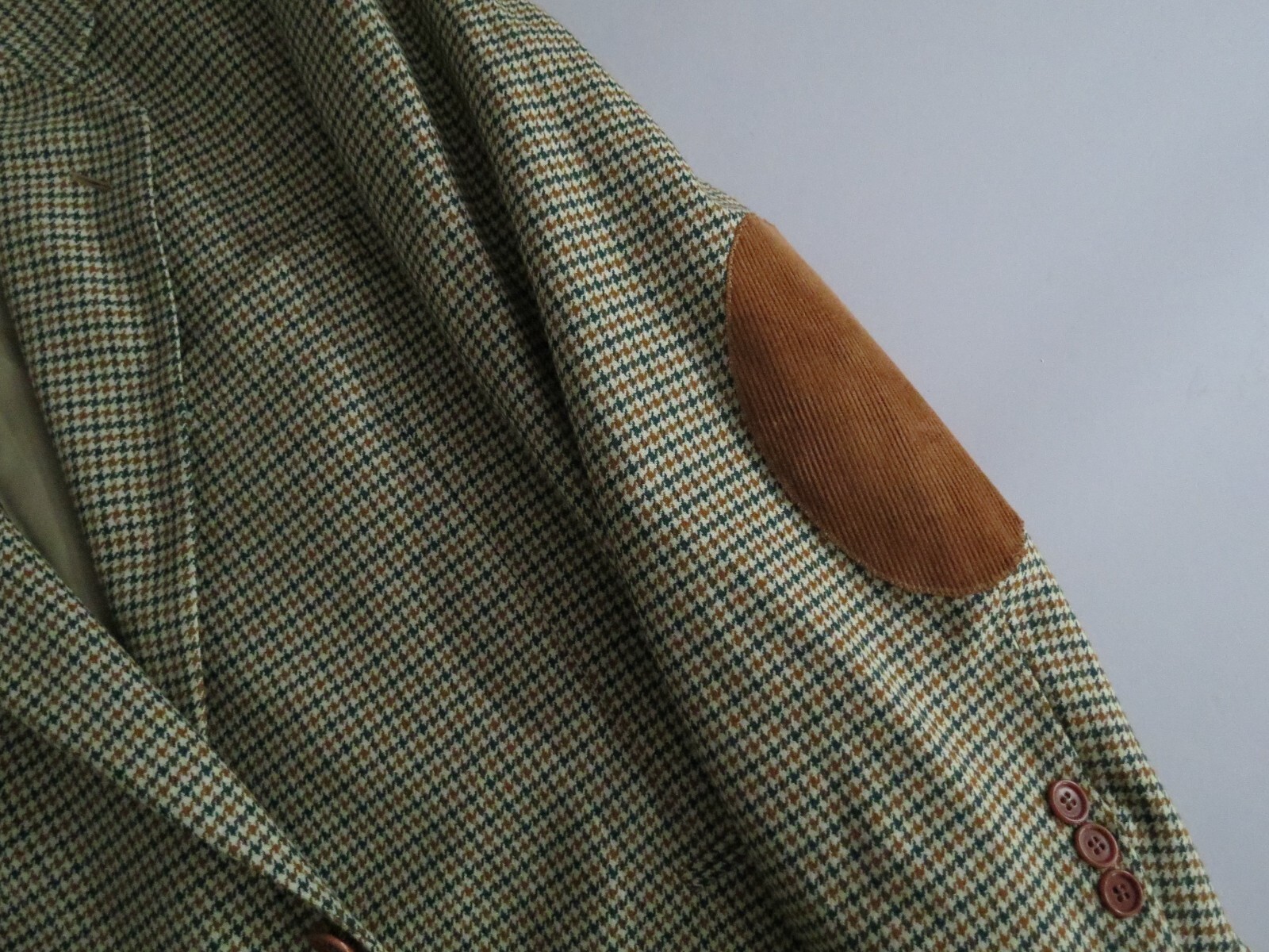 J.C Twidd English Tailoring hounds tooth tweed Corduroy elbow sport coat 42 R