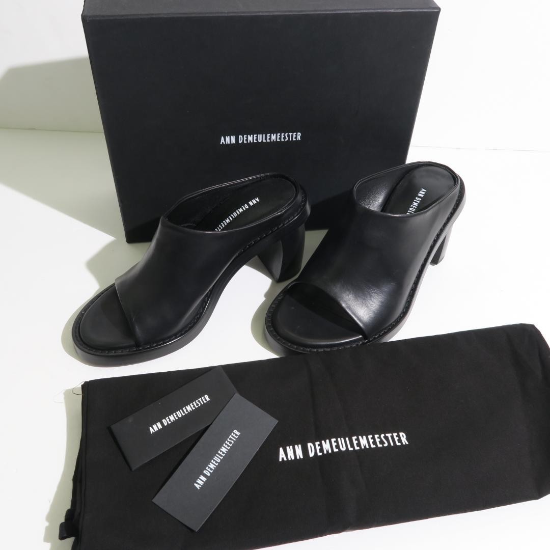 Ann Demeulemeester Clara Slide Sandals Black Leather Women’s 38 UNUSED
