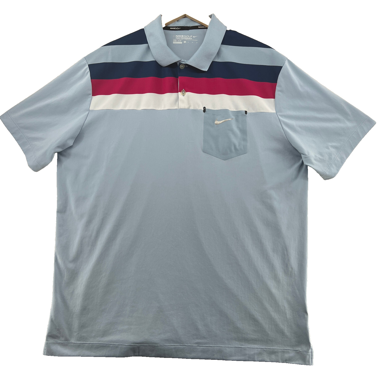 Nike Golf Dri-Fit Tour Performance Men’s Size XL Blue Stretch S/S Polo Shirt