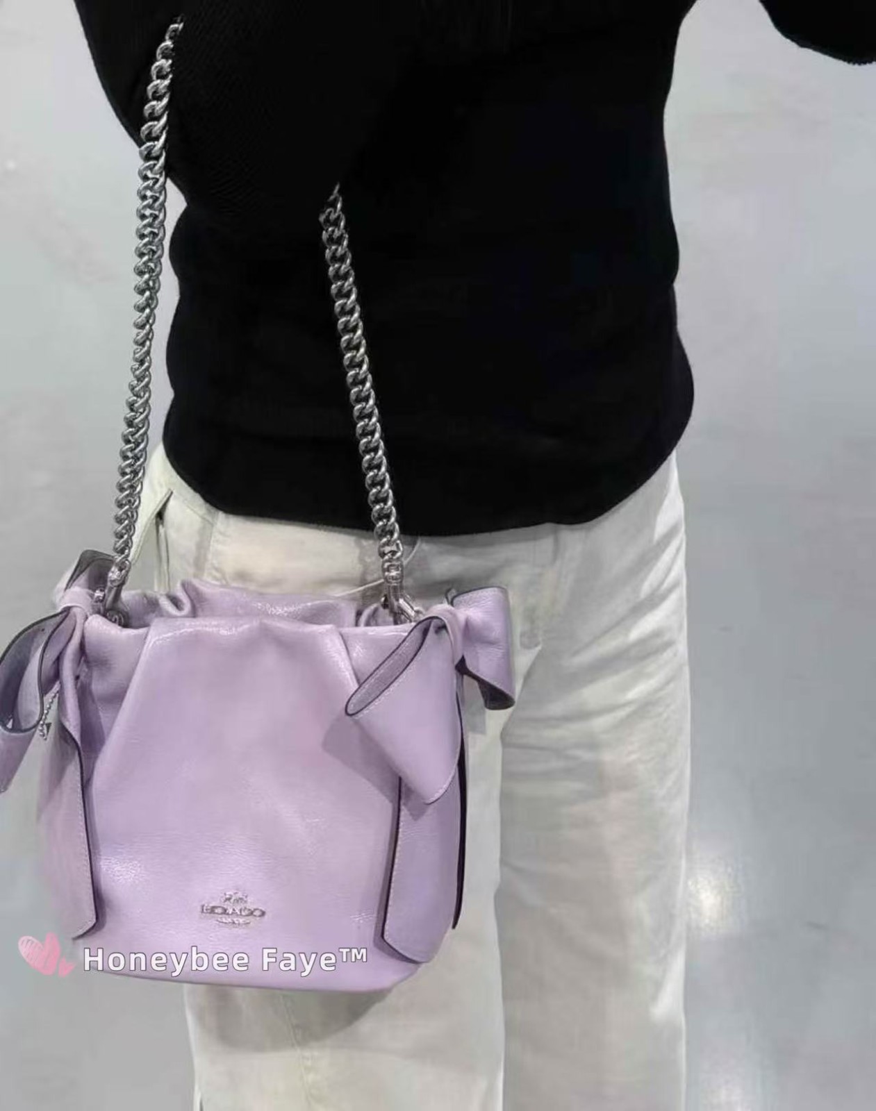 NWT Coach Faye Mini Drawstring Bag With Bows CEL03 Light Amethyst