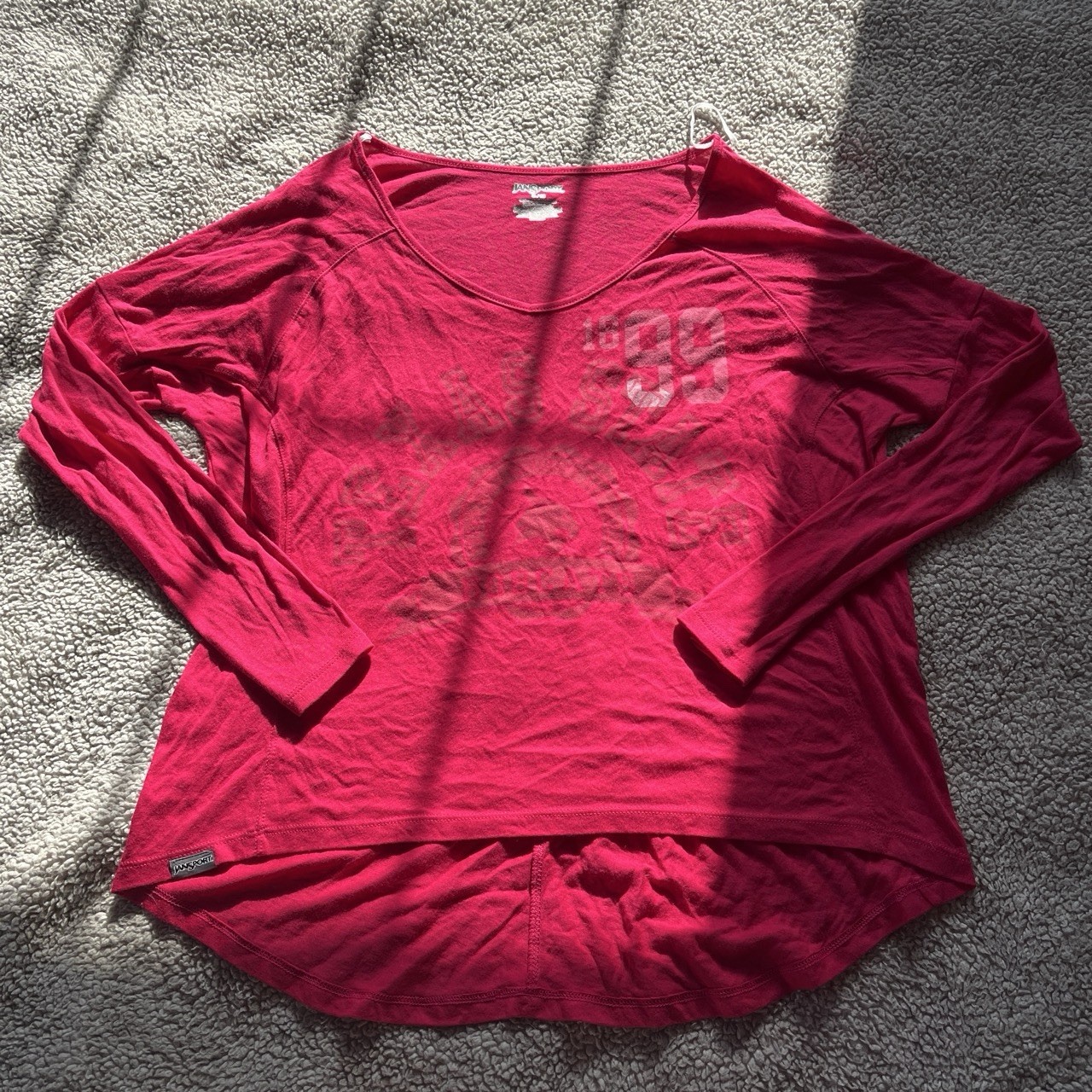 JanSport Women’s Pink Solid Long Sleeve Scoop Neck Pullover Top Size S/M