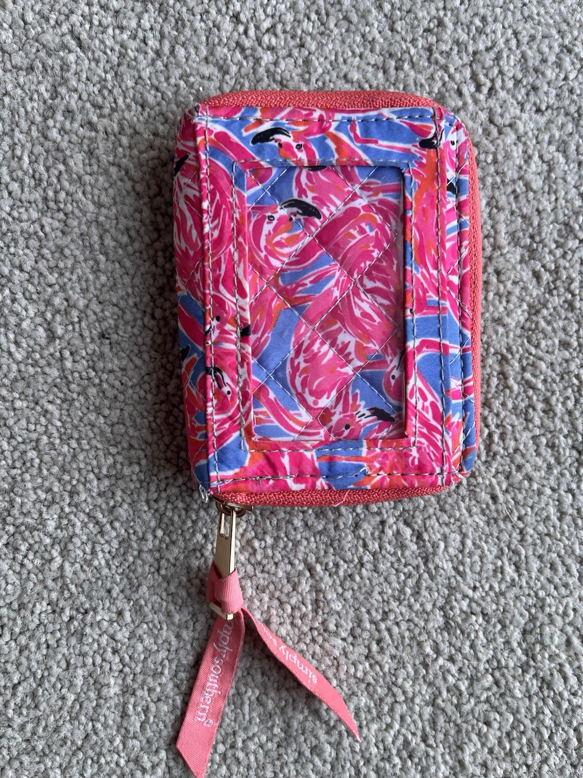 Simply Southern Pink & Blue Floral Zip Wristlet Wallet w/ Credit Card Slots