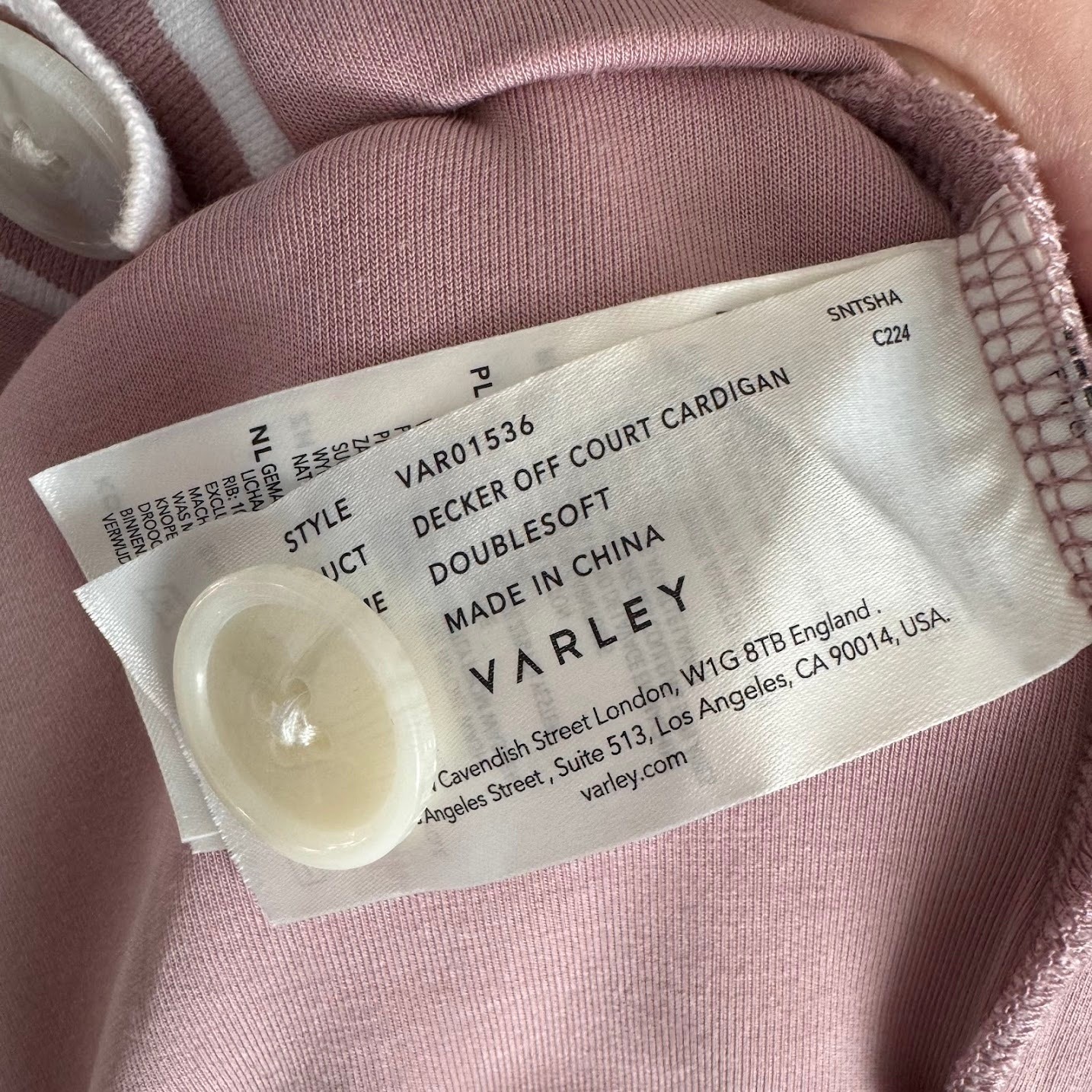Varley DoubleSoft Decker Off Court Cardigan Preppy Size Small