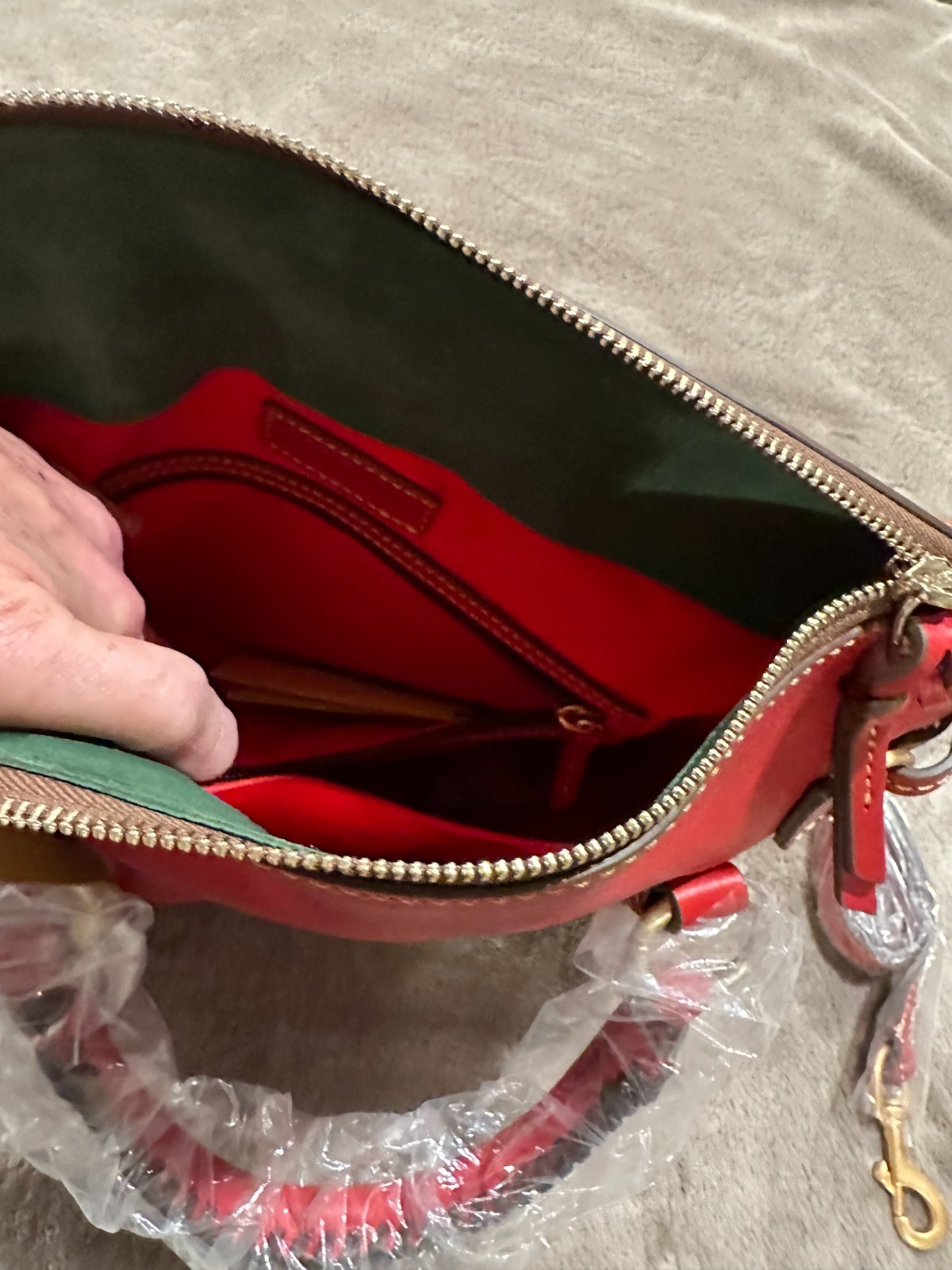 Dooney & Bourke Red Florentine Leather Bristol Satchel Purse with Tassel NWT