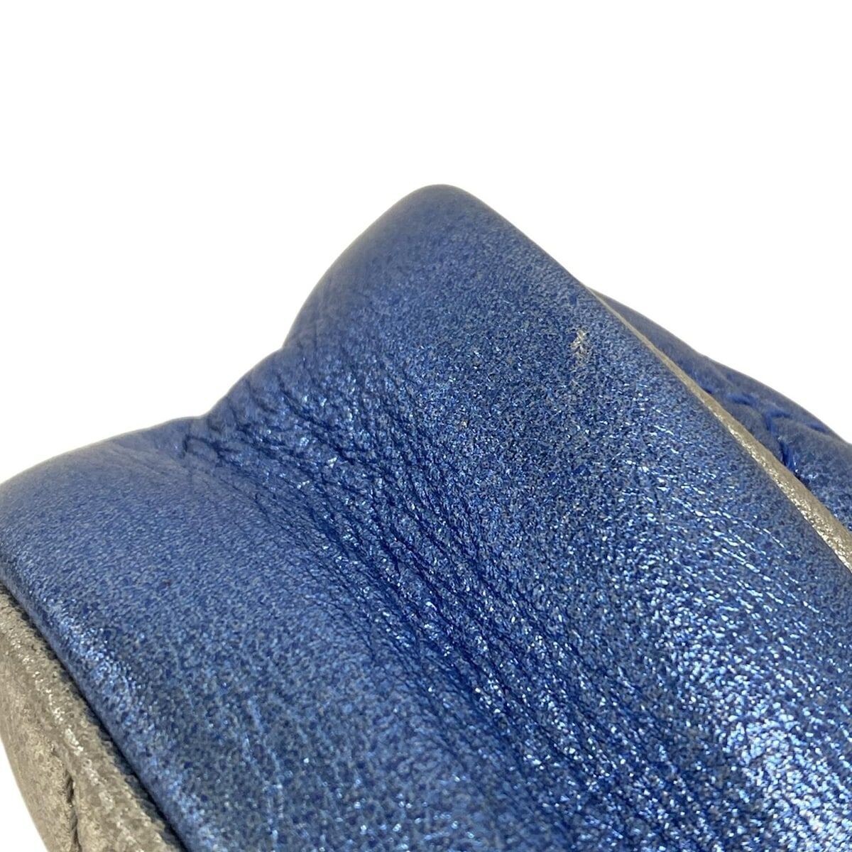 GUCCI Zumi Quilted Metallic Leather Mini Shoulder Bag Blue Red Silver Auth