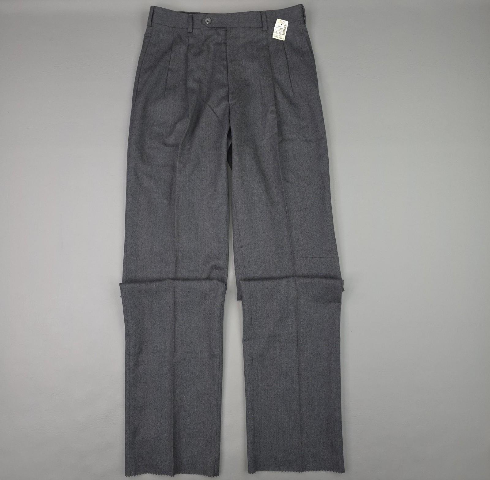 Vintage Jos A Bank Pants Mens 32×36 Gray Wool Pleated Unhemmed USA Executive