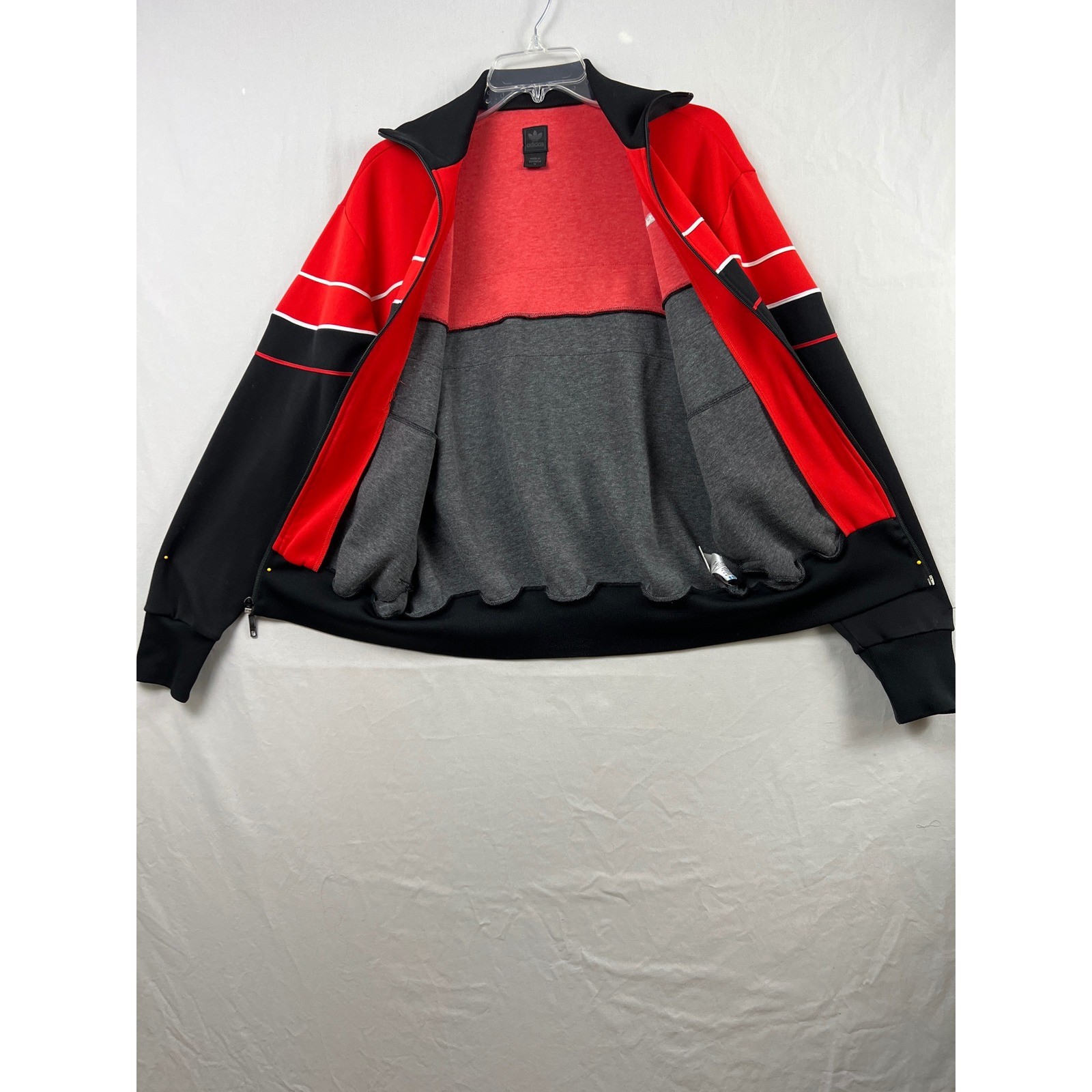 Adidas Y2k Track Jacket Men M Red Black Colorblock Trefoil Full Zip Stand Collar
