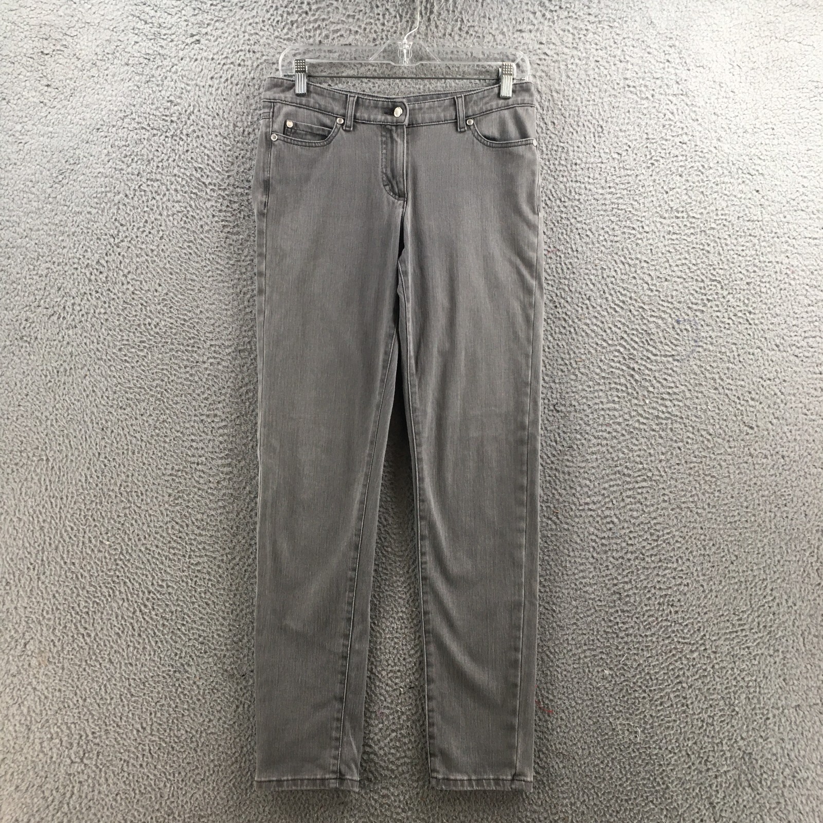 Ykk Skinny Jeans Womens 30.5×30 Gray Denim Mid Rise Zip Fly Button Front Casual