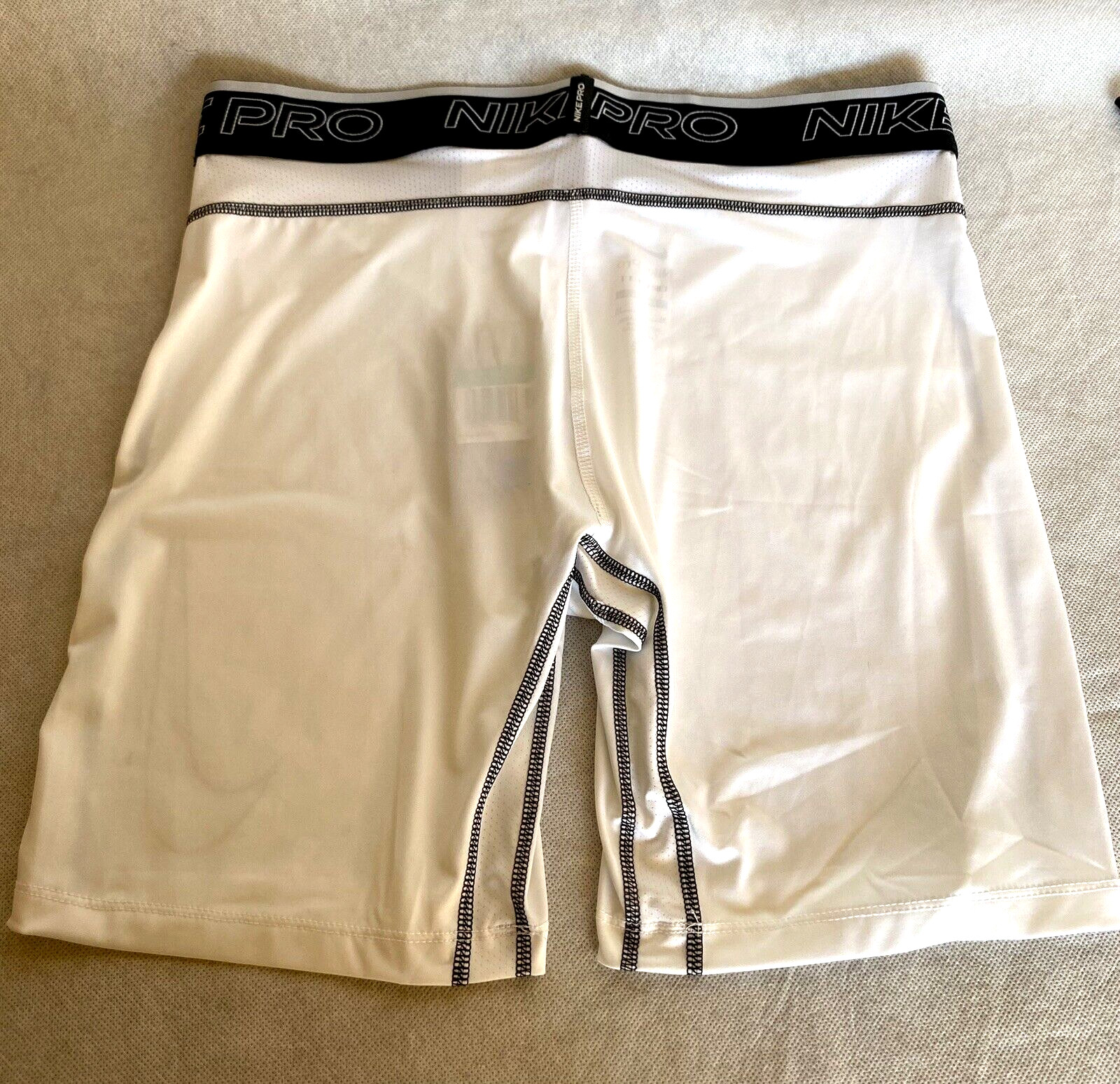 NIKE PRO Sz XL White Black Tight Fit Mens Training Long Shorts Move To Zero NEW