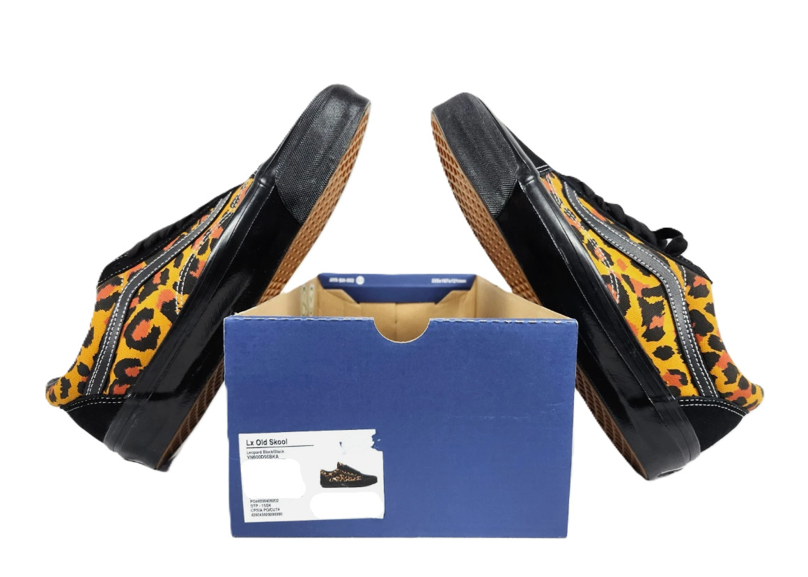 Vans Lx Old Skool Leopard Black Orange Sneakers Mens or Womens Skate Casual Shoe
