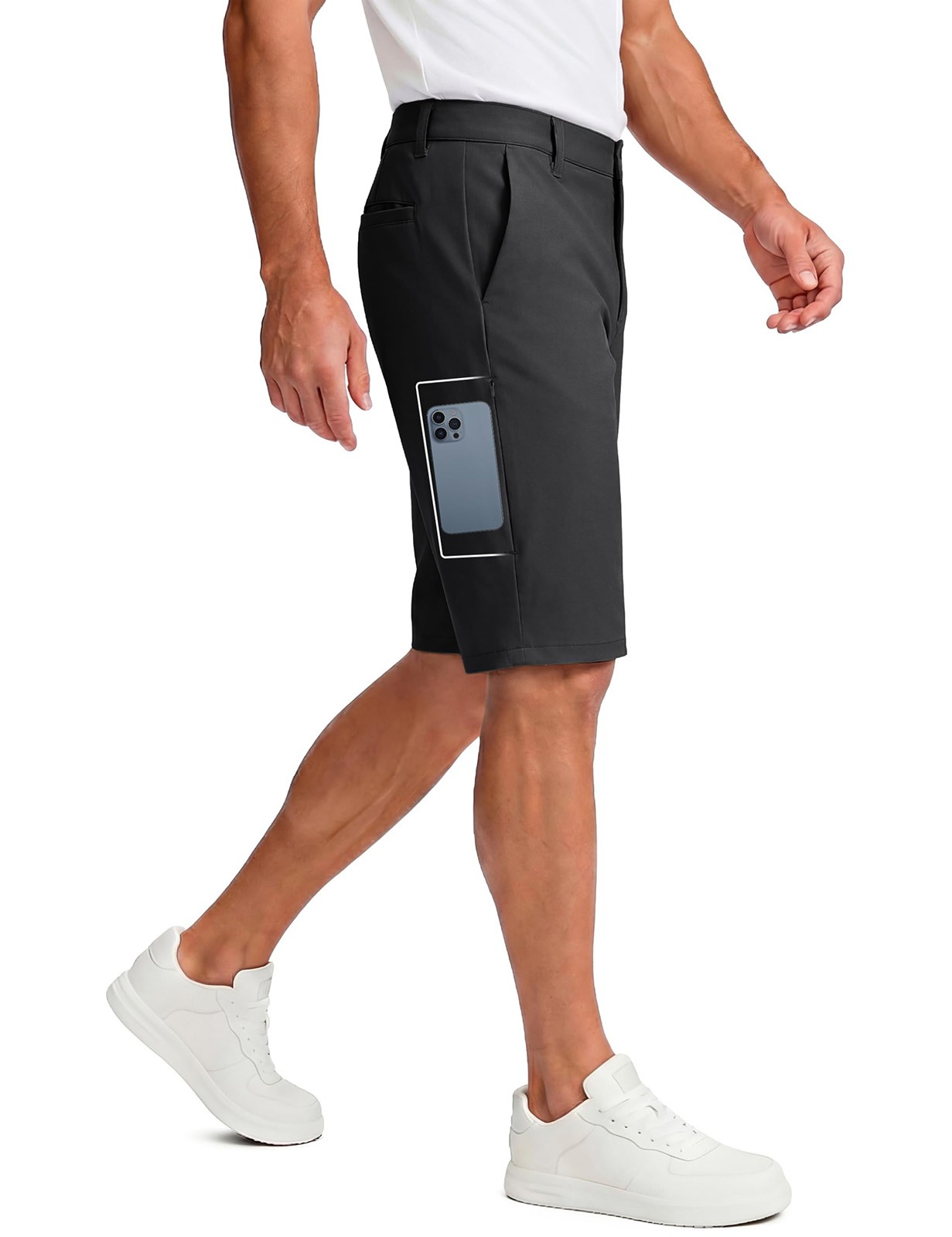 Mens Long Golf Shorts 11″ Quick Dry Stretch Casual Work Hiking Shorts 6 Pockets