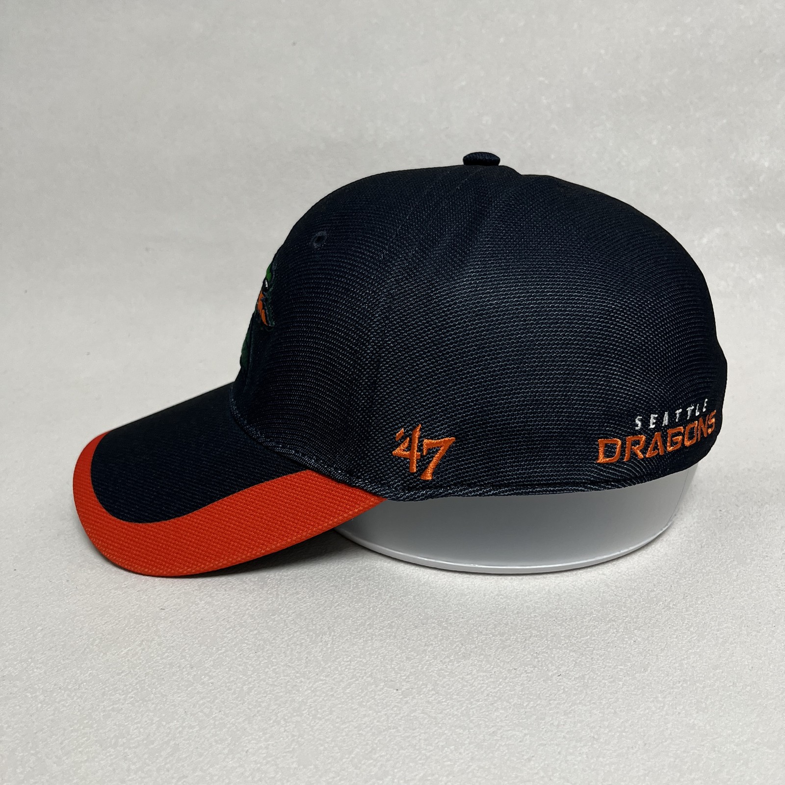 ’47 Seattle Dragons Fitted Cap Navy Orange Retro XFL Hat 7 1/4