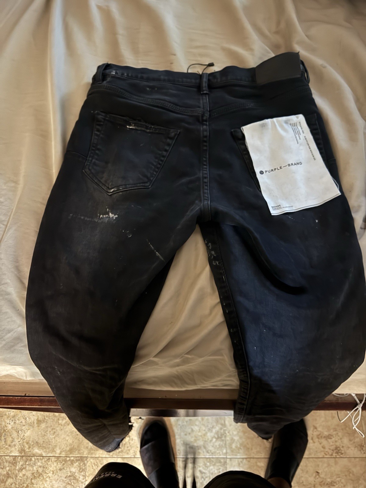Purple Brand Men’s Black Denim Jeans Slim Skinny Distressed Dark Wash 5-Pocket