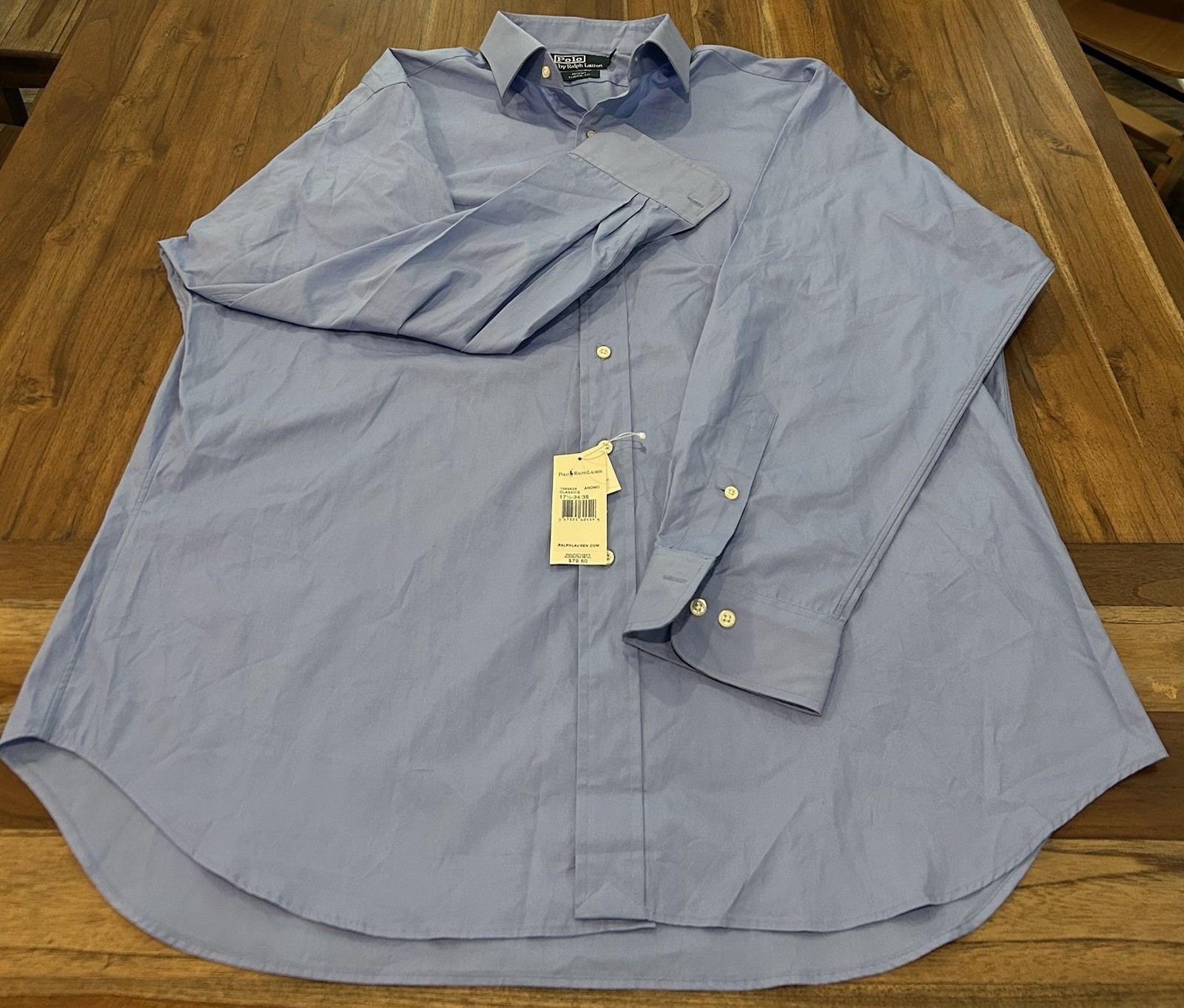 Polo Ralph Lauren Regent Classic Fit Blue Cotton Dress Shirt 17.5 34/35