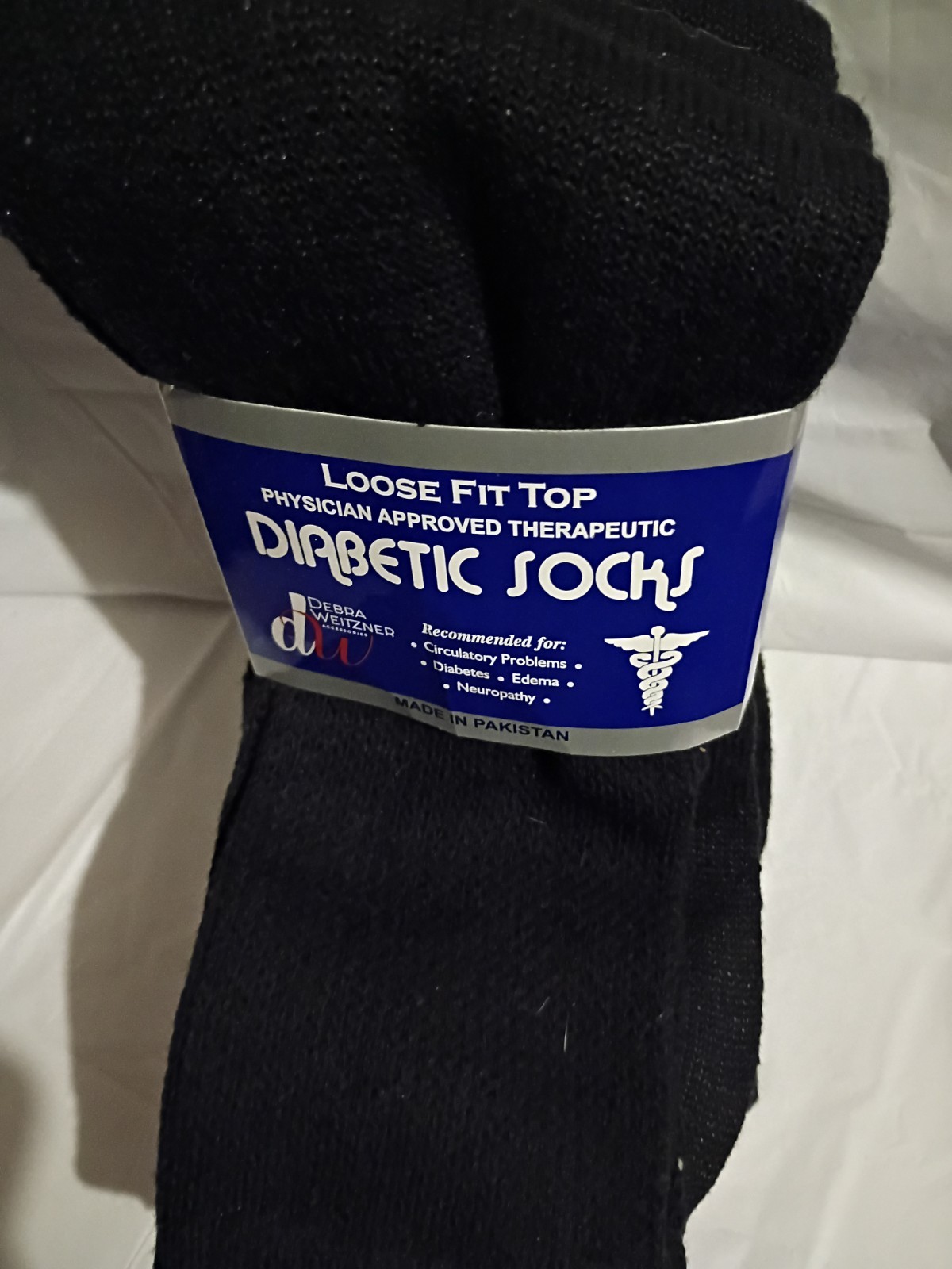 Debra Weitzner Therapeutic Crew Socks Black Men’s Size 10-13 Cotton Blend