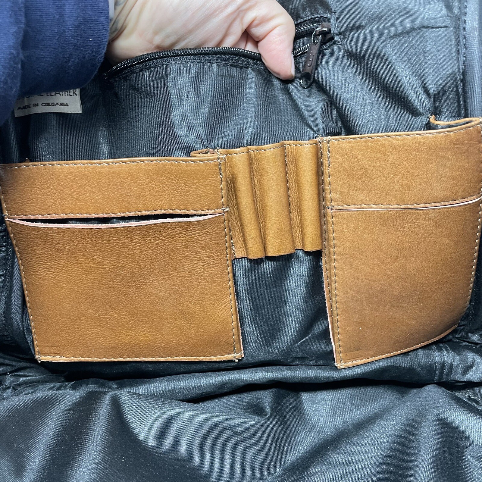 Le Donne Leather Bag Messenger Backpack Laptop Brown Caramel