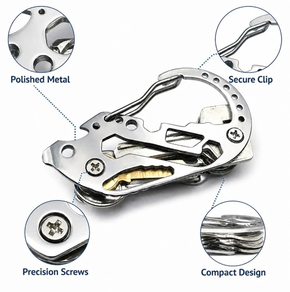 Heavy Duty Carabiner Keychain Clip EDC Belt Key Holder Outdoor Organizer