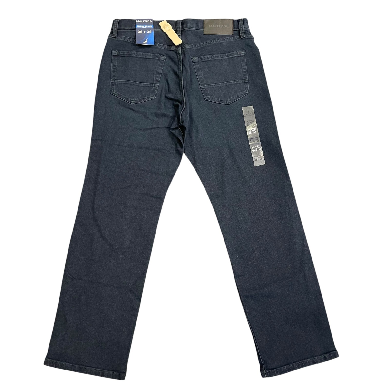 NWT Nautica Mens Original Relaxed Straight Stretch Denim Jeans Black Lagoon Wash