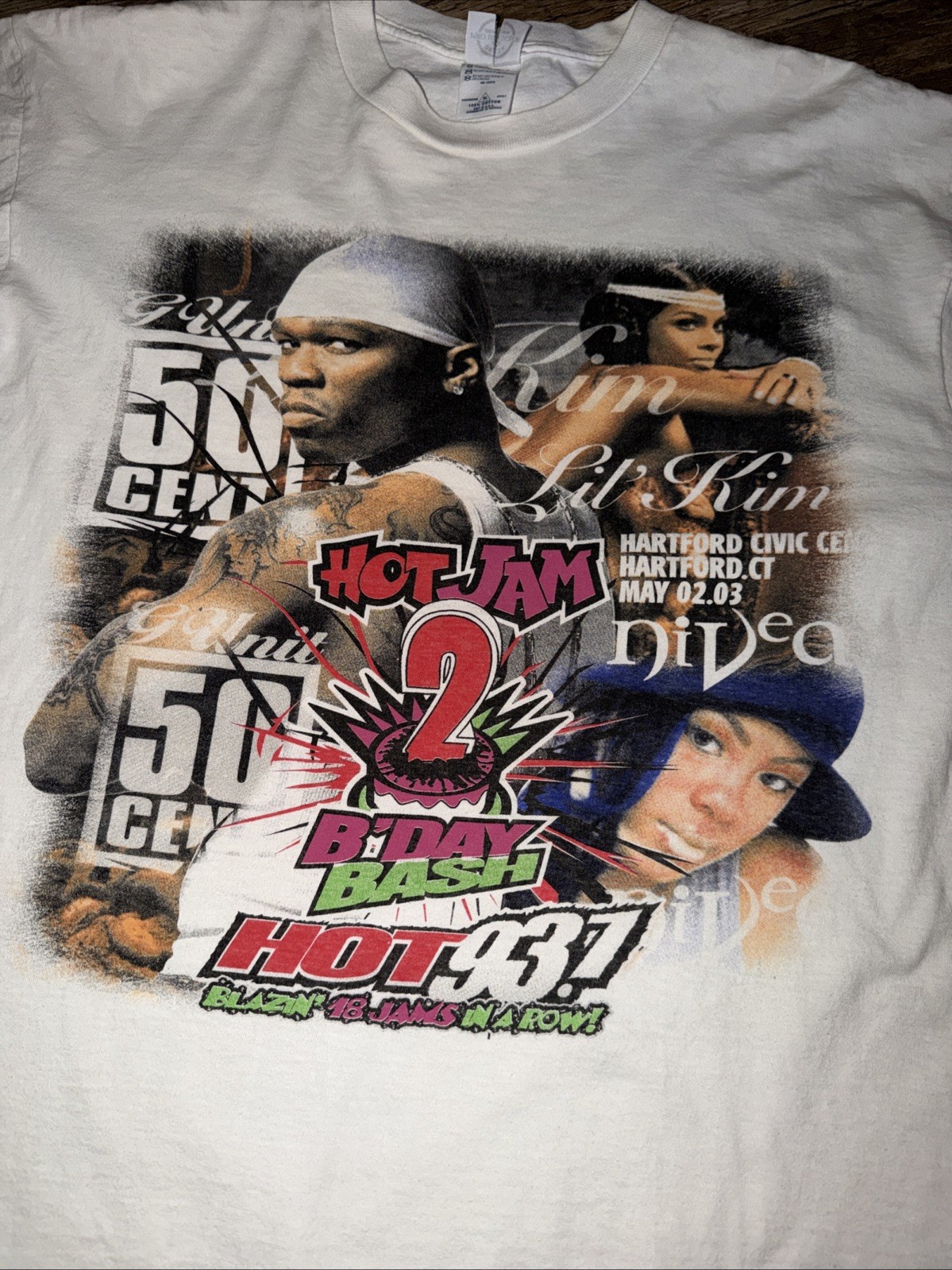 Hot Jam 2 Hot 93.7 2003 Concert Shirt 50 Cent Lil Kim Double Sided Rap Tee XL
