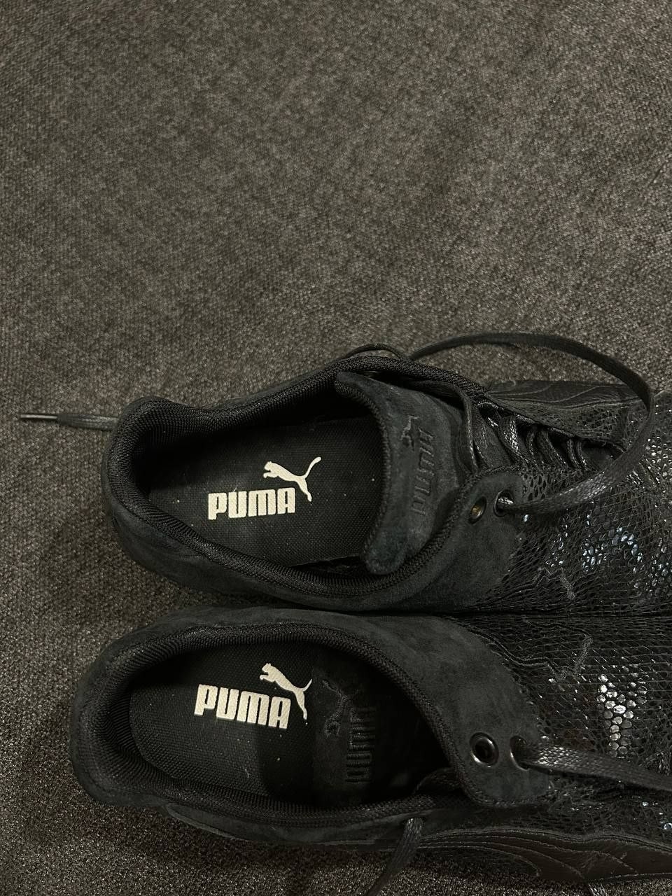 Vintage Puma Future Cat Low Black Reptile Skin Suede Sneakers Size 10.5
